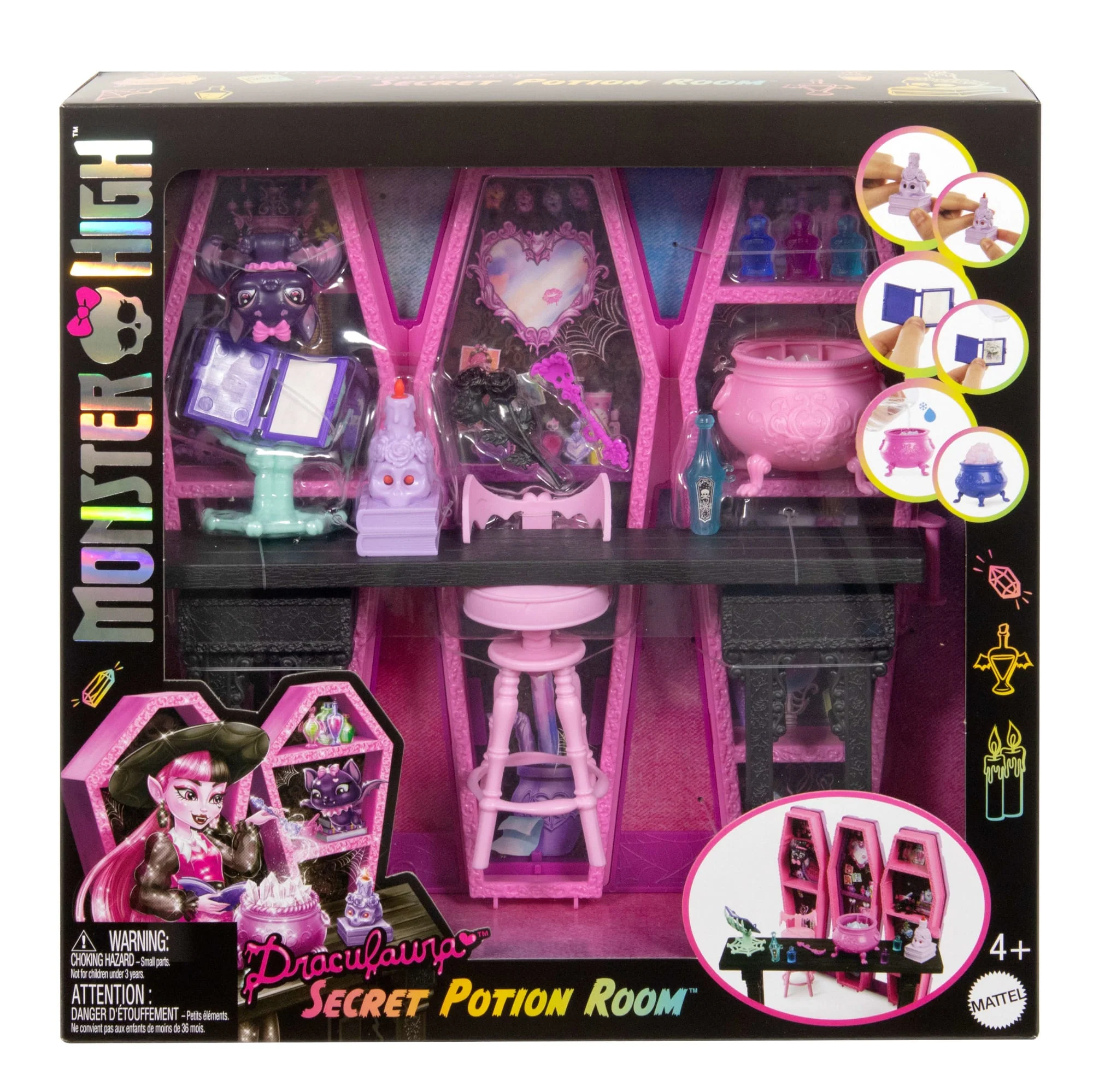 12'Den Fazla Aksesuar Ve Sürpriz Dönüşümler Içeren Monster High Draculaura'nın Gizli İksir Odası Oyun Seti - Image 6