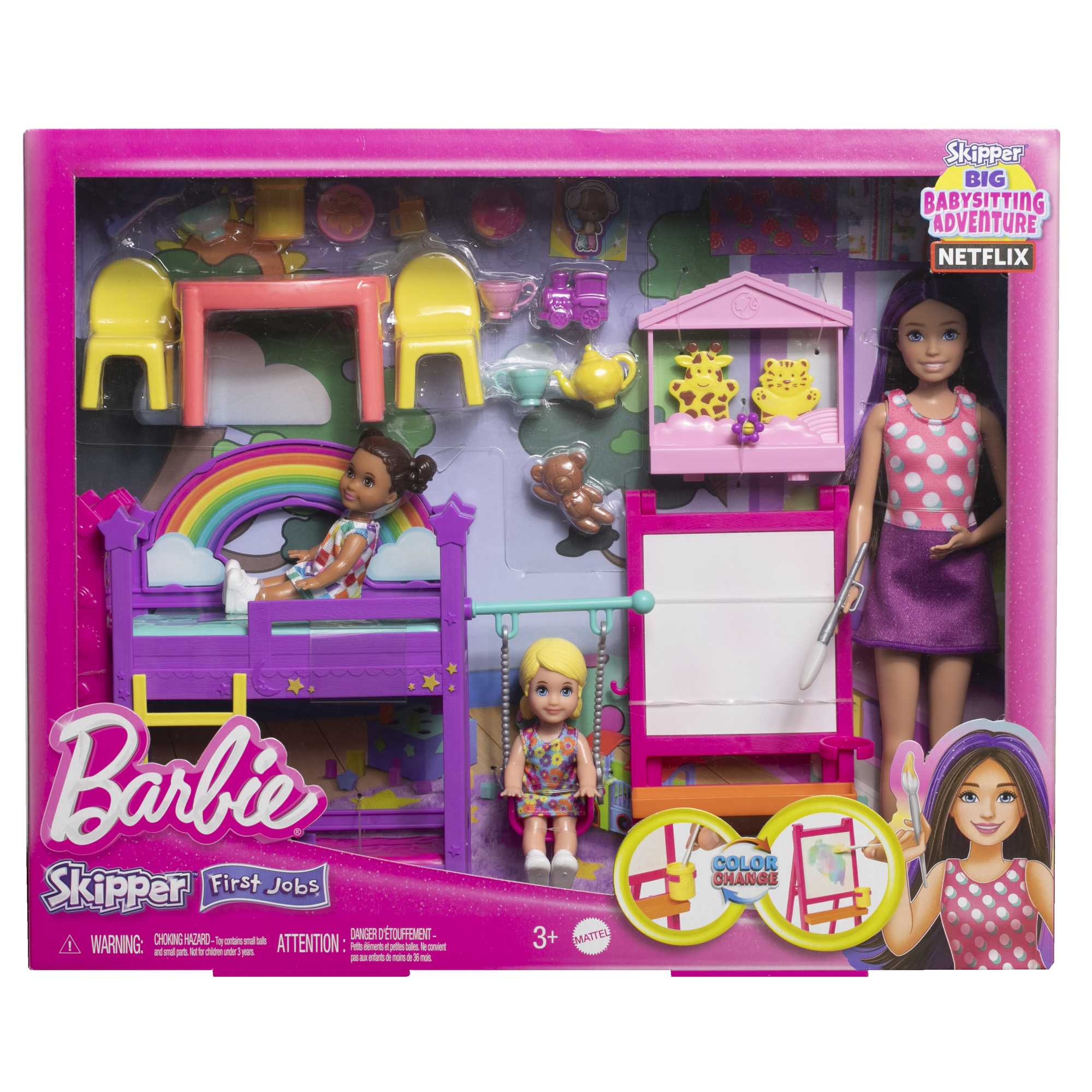 3 Bebek, Mobilya Ve 15'Ten Fazla Aksesuar Ile Barbie Skipper Bebek Bakıcılığı Eğlencesi Oyun Seti - Image 6
