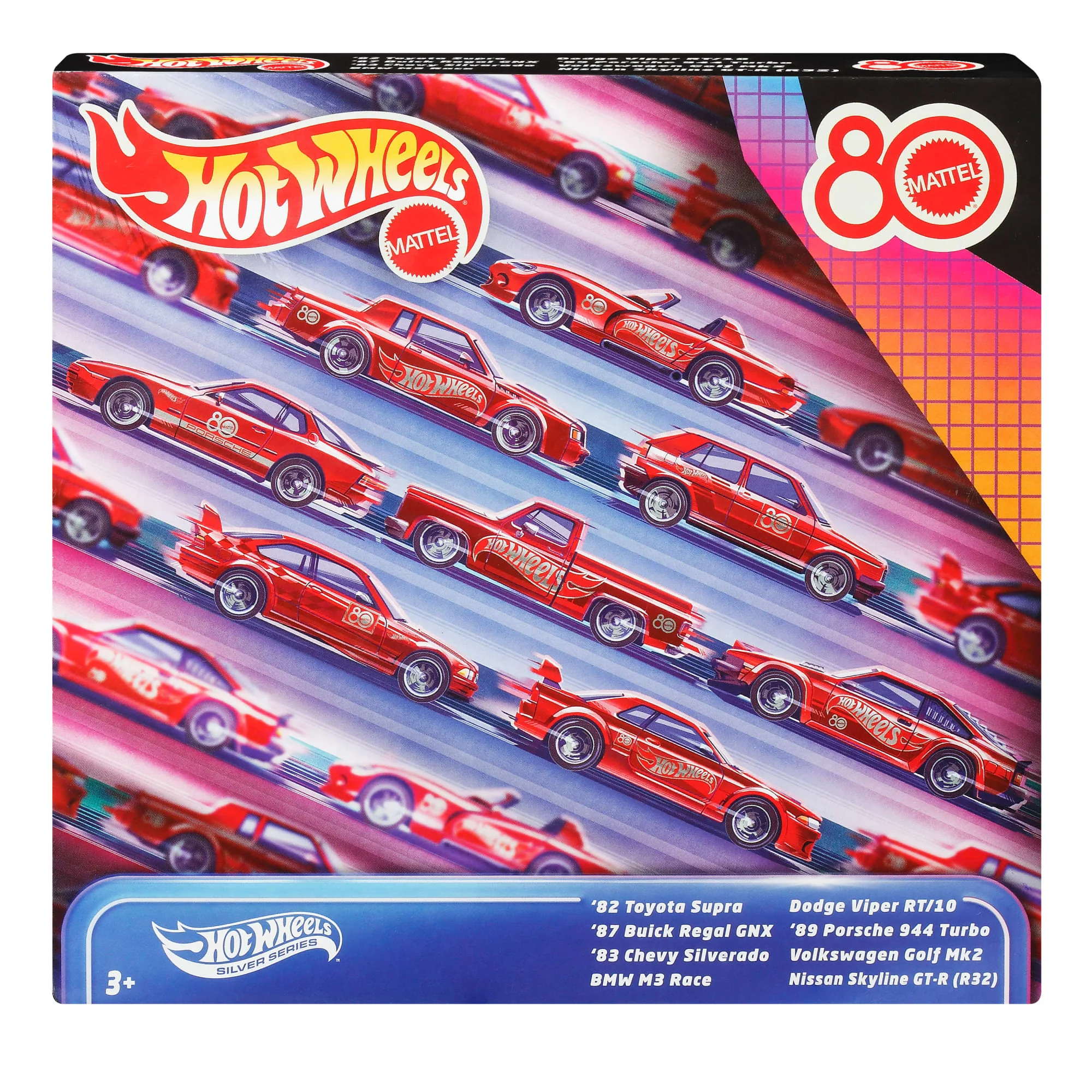 Hot Wheels Silver Series Mattel 80-lecie Samochodziki 8-pak Lata 80/90 Samochody dla dzieci Zestaw 3+ - Image 3