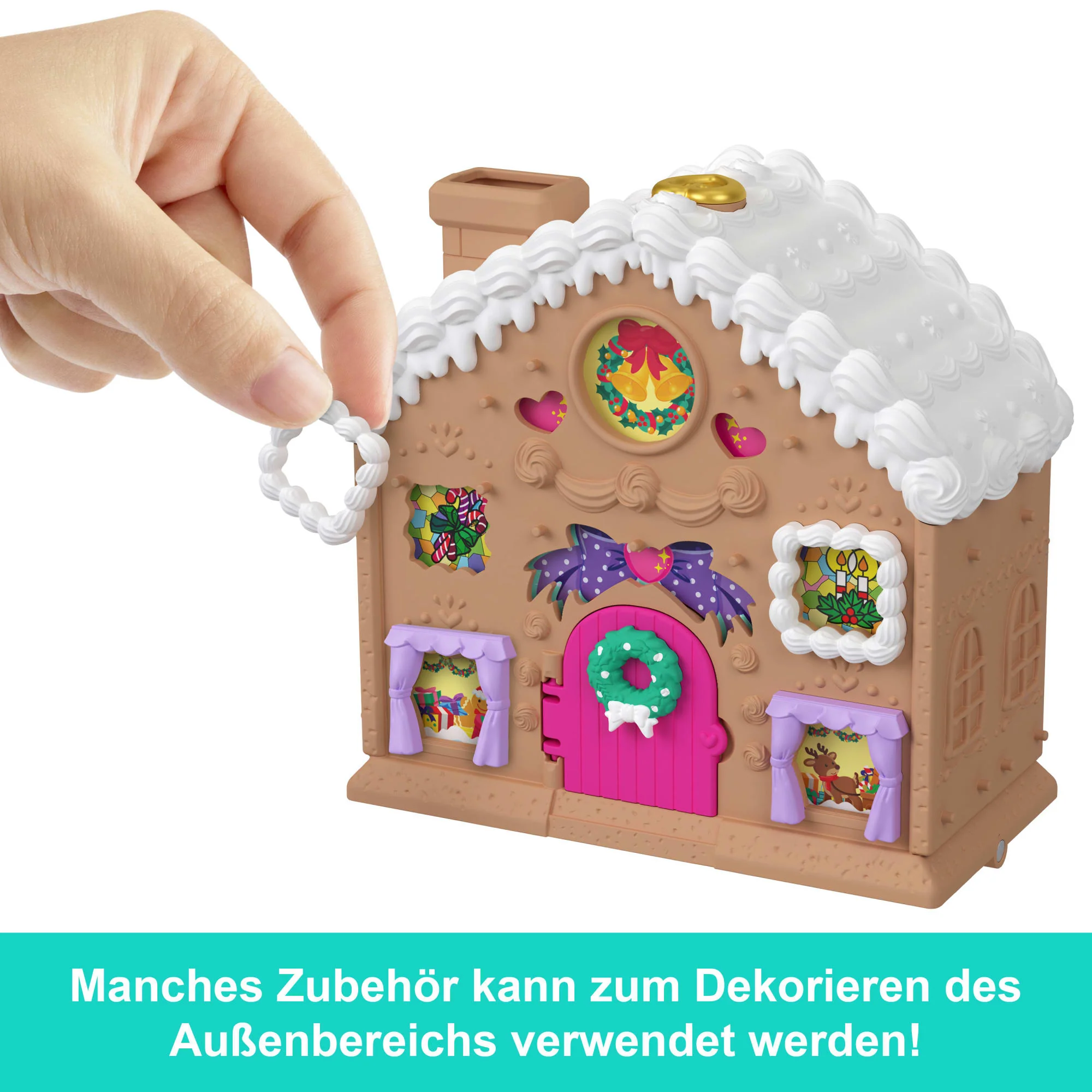 Adventskalender-Spielset Mit Polly Pocket-Puppe, Diy-Lebkuchenhaus Mit Puppenhausmöbeln Und 24 Teilen Weihnachtszubehör - Image 4