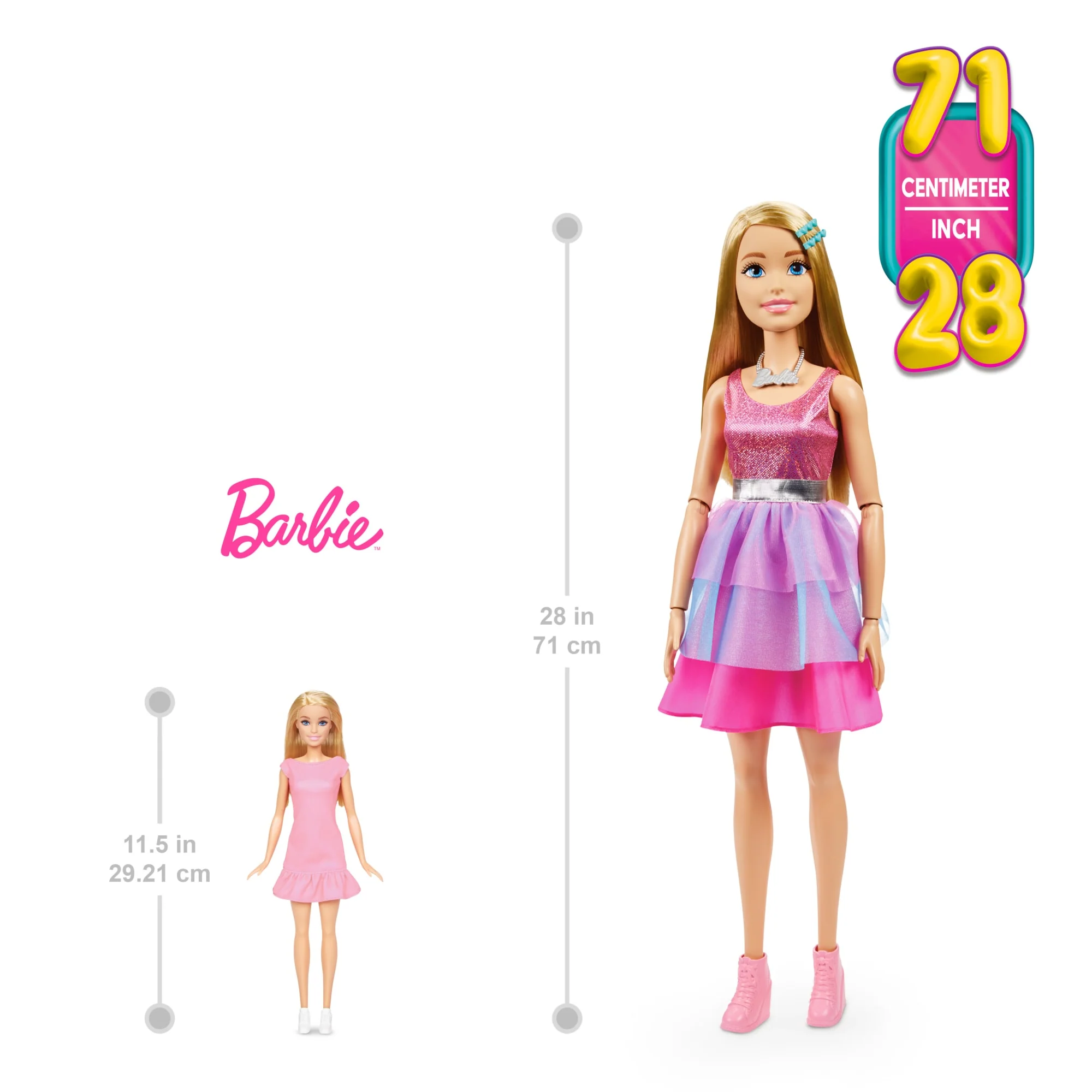 Barbie - La Mia Prima Barbie, Barbie Grande Amica, Alta 71 Cm Con Abito Rosa Scintillante - Image 7