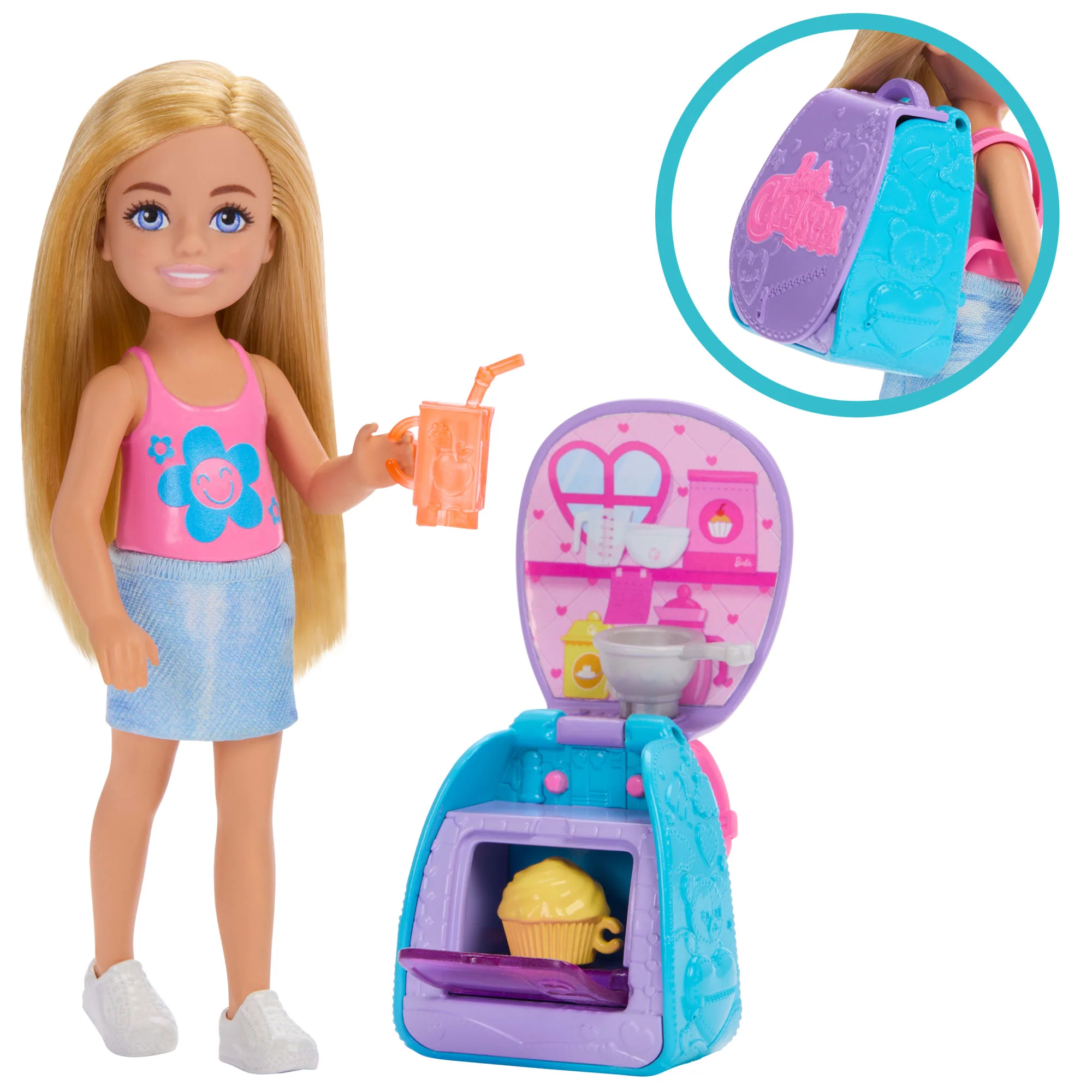 Barbie Aile Ve DOStlar Chelsea Kapkek Pişirme Çantası Chelsea Bebek Ve Aksesuarları, Oyuncak Kapkek Ile Sırt Çantası - Image 3