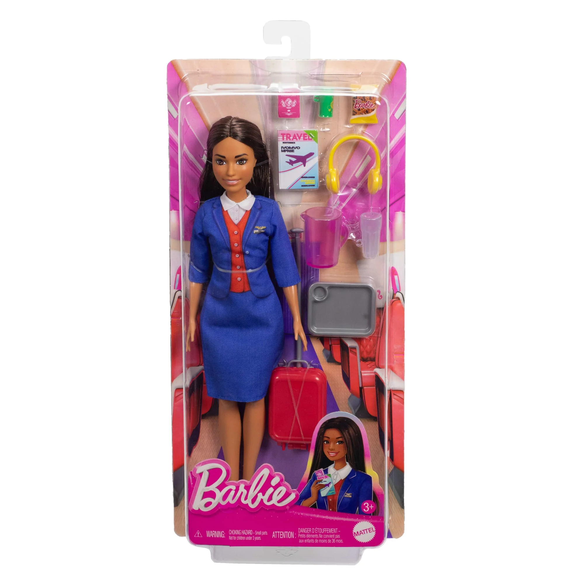 Muñeca De Moda Barbie Azafata Con Uniforme Azul, Incluye Accesorios De Maleta, Auriculares Y Pasaporte - Image 5