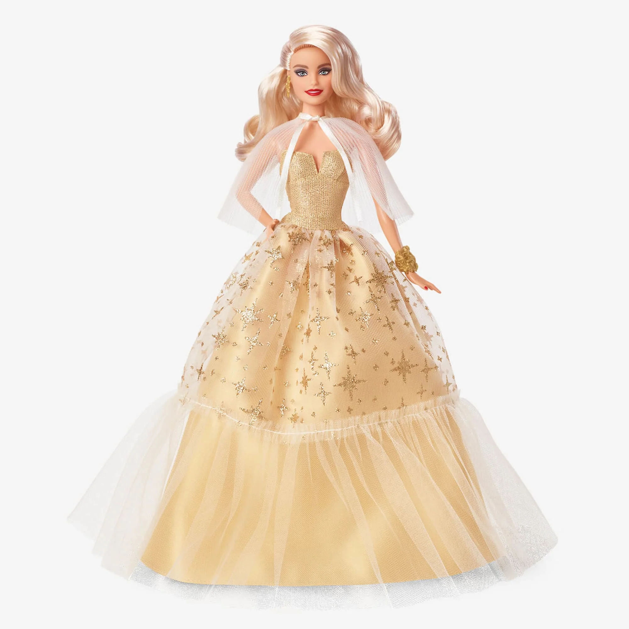 Barbie-Barbie Joyeux Noël 2023-Poupée Robe Dorée Et Cheveux Blonds - Image 2