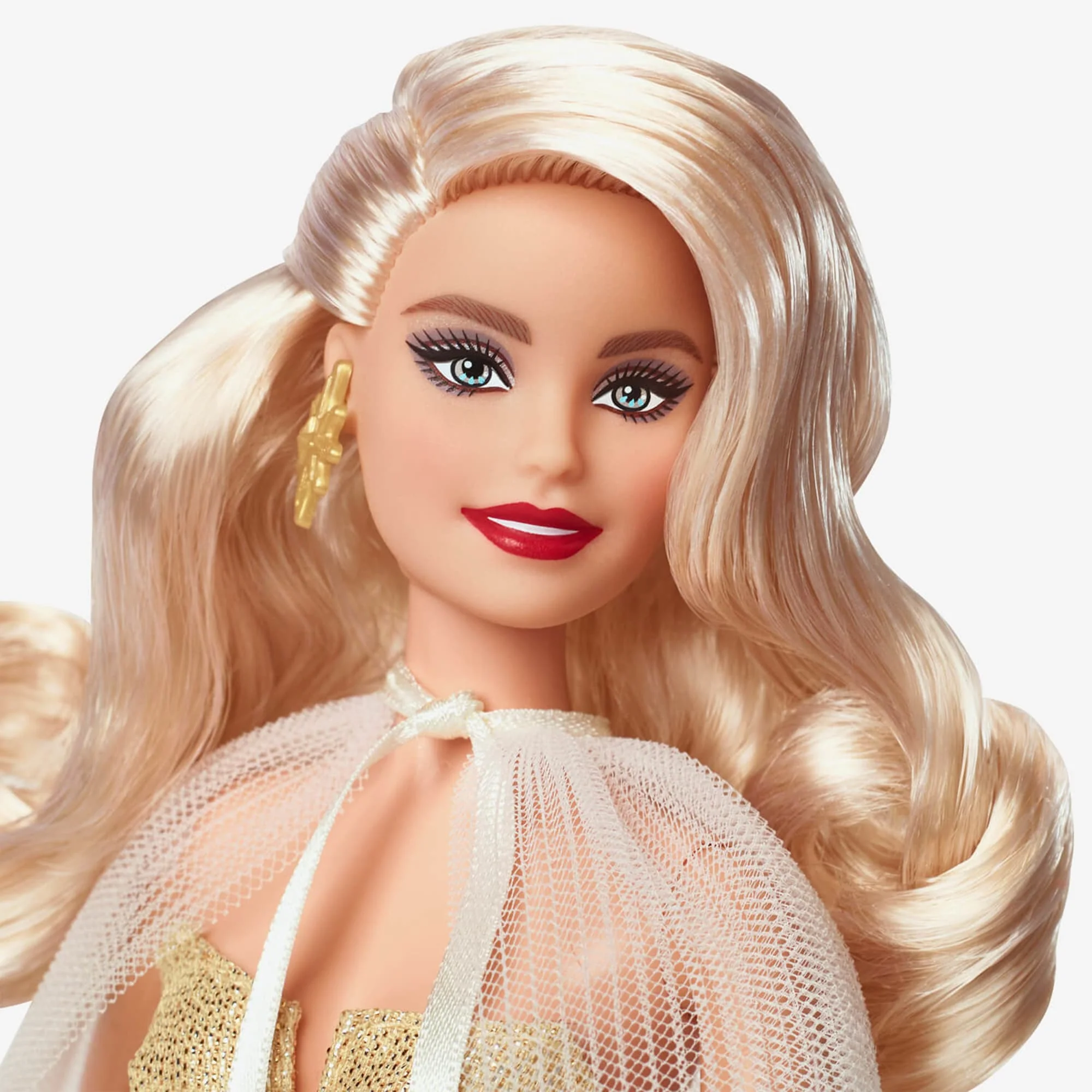 Barbie-Barbie Joyeux Noël 2023-Poupée Robe Dorée Et Cheveux Blonds - Image 3