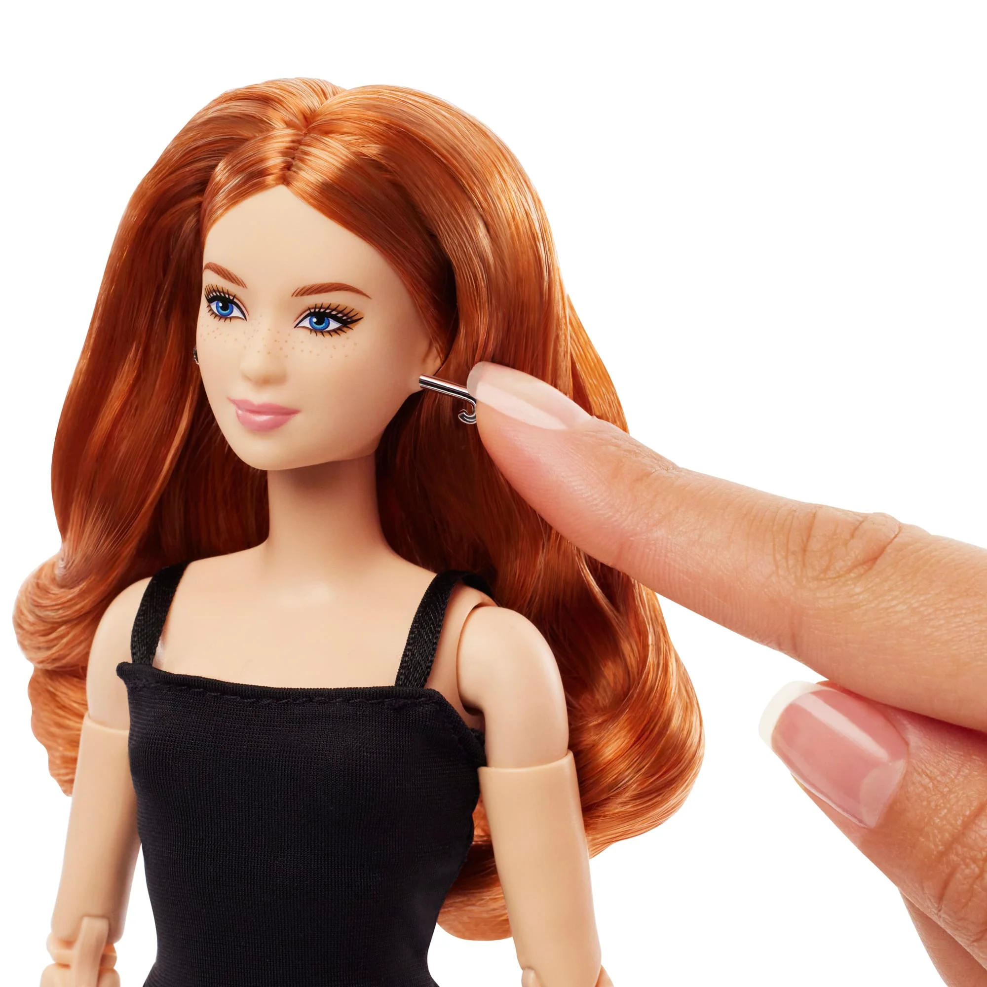 Barbie Basics Collectible Doll, Model 04 With Red Curly Hair, Black Dress & Platform Heels - Image 3