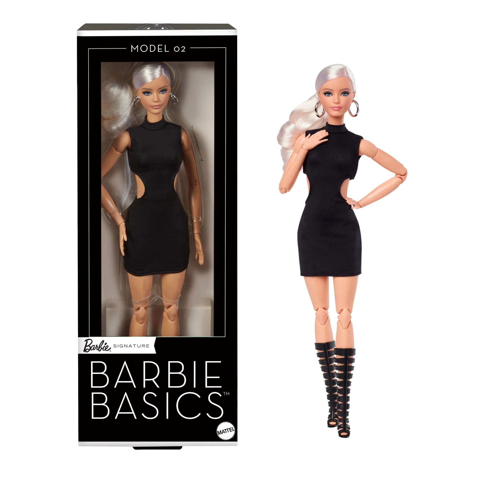 Barbie Basics Koleksiyona Uygun Bebek, Siyah Elbisesi Ve Gladyatör Çizmeleriyle Sarı Saçlı Model 02