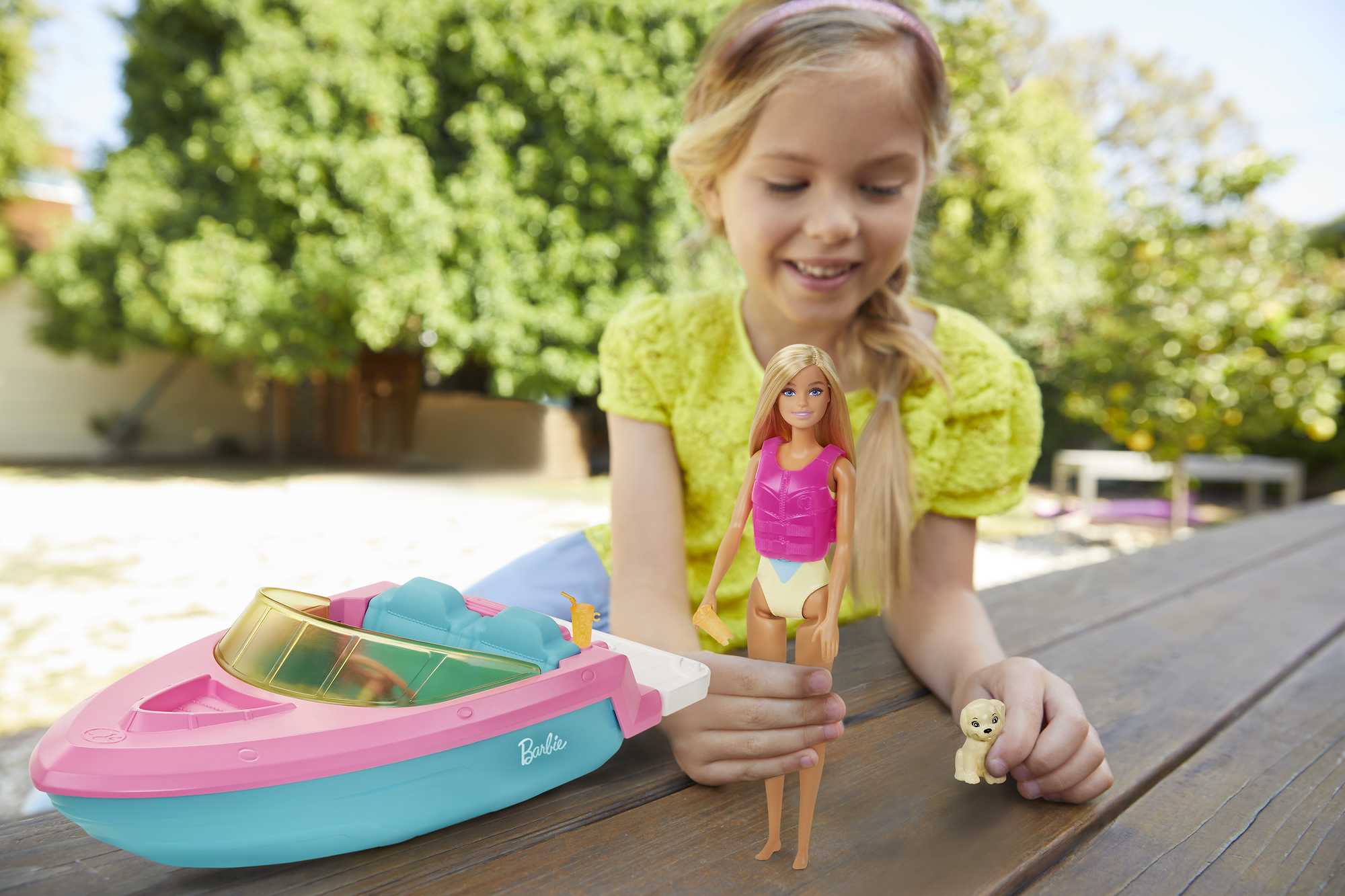 Barbie Boat With Puppy Figurine And Toy Accessories - Image 2