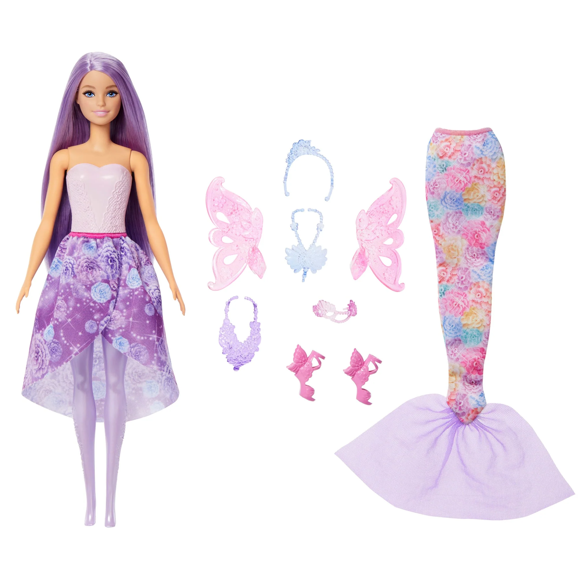 Barbie Büyüleyici Kıyafet Koleksiyonu Bebek Ile Deniz Kızı Kuyruğu, Peri Kanatları Ve Kolyeler Gibi Aksesuarlar - Image 4