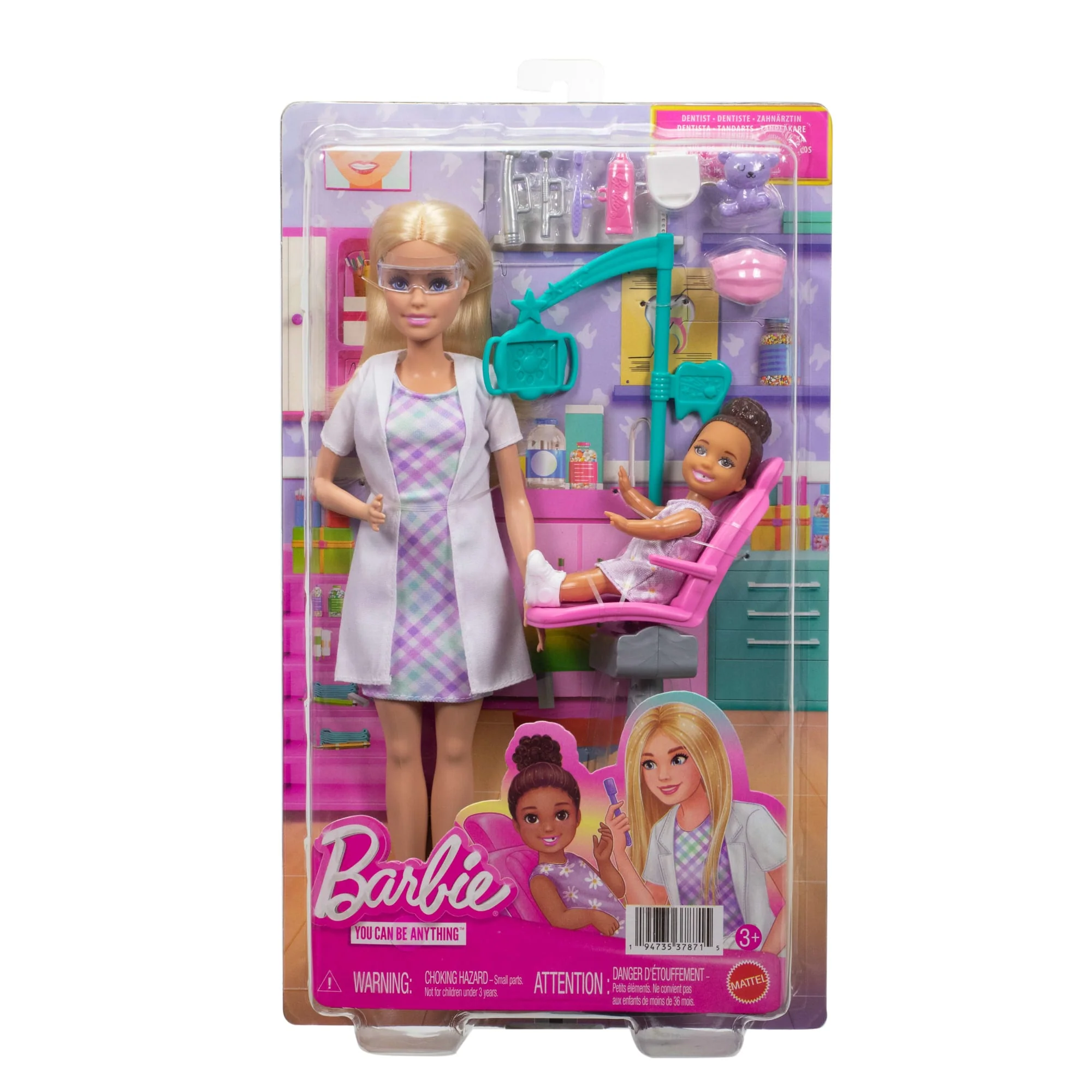 Barbie Careers Dentist Playset With Blonde Fashion Doll, Small Doll, Examination Chair & Accessories - Image 6
