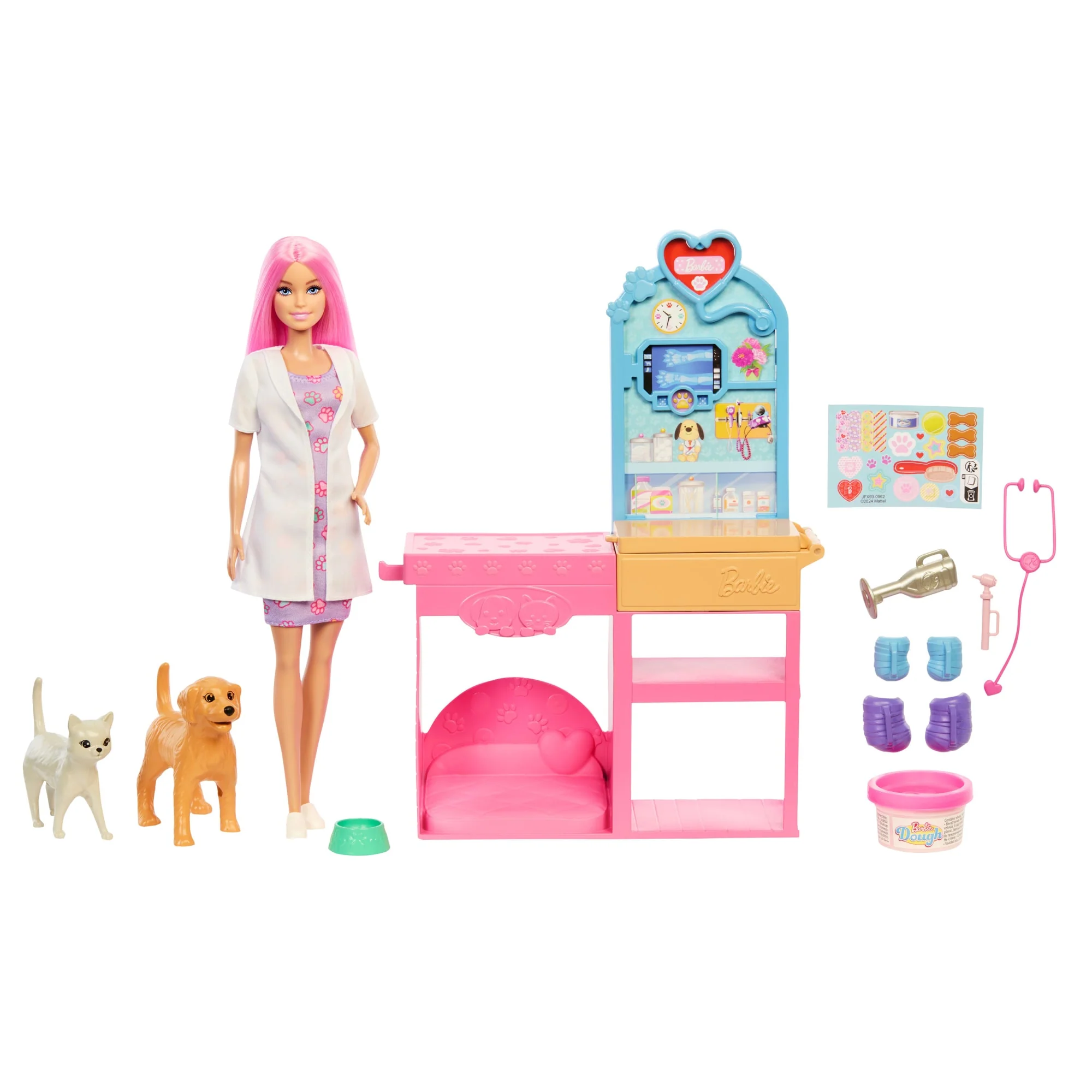 Σετ Παιχνιδιού Barbie Ιατρείο Για Ζωάκια Με Κούκλα Με Ροζ Μαλλιά, Έπιπλα Κτηνιατρείου Και 10+ Αξεσουάρ - Image 5