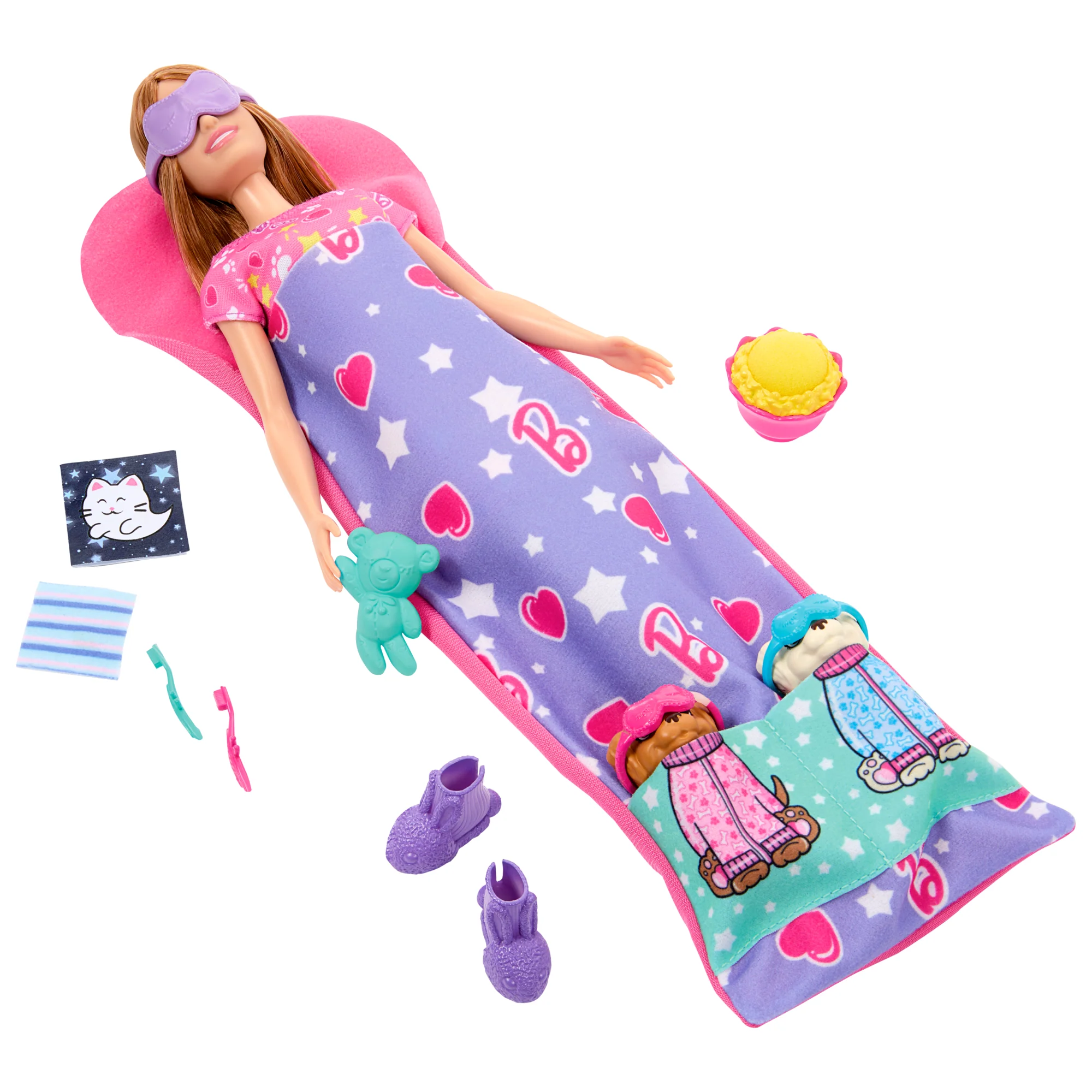 Κούκλα & Σετ Παιχνιδιού Barbie Sleepover Με Κουταβάκια, Με 2 Σκυλάκια & 10+ Αξεσουάρ, Λειτουργία Αλλαγής Χρώματος - Image 4
