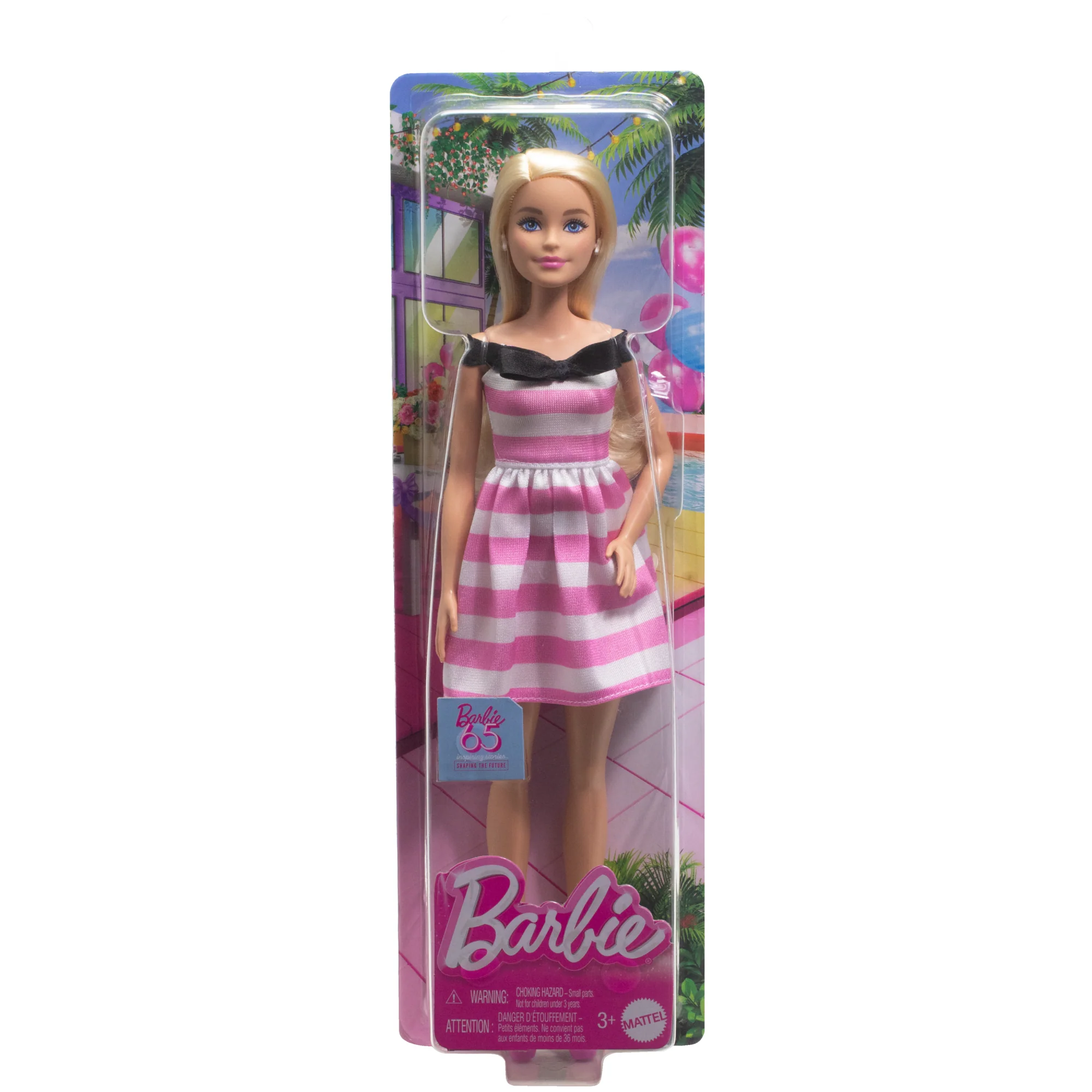 Κούκλα Barbie 65Η Επέτειος Με Ξανθά Μαλλιά, Ροζ Ριγέ Φόρεμα Και Αξεσουάρ - Image 6