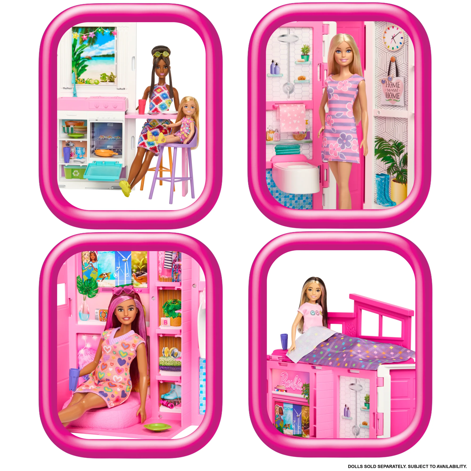 Barbie Νέο Σπιτάκι - Βαλιτσάκι, Σετ Με 4 Χώρους Παιχνιδιού Και 11 Αξεσουάρ Διακόσμησης - Image 5