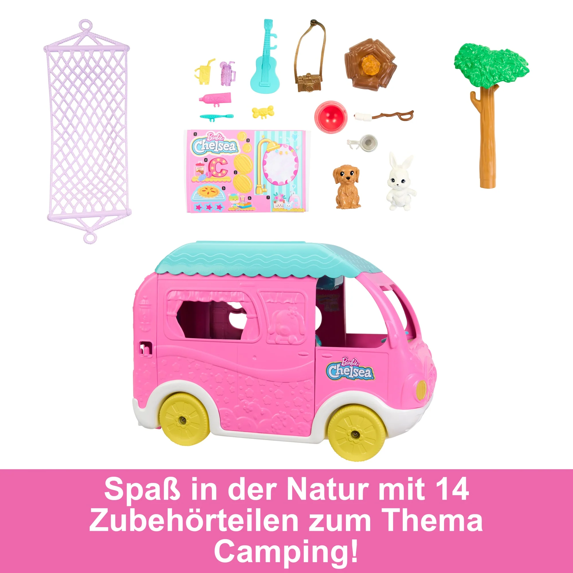 Barbie Chelsea 2-In-1-Camper-Spielset Mit Kleiner Chelsea-Puppe, 2 Haustieren Und 15 Zubehörteilen - Image 3
