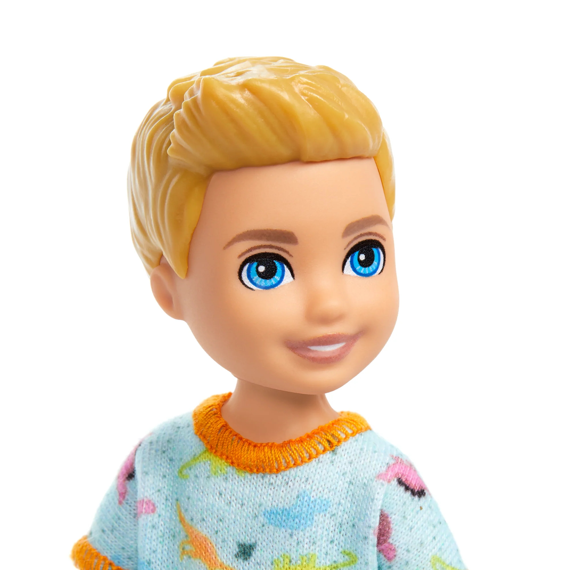 Barbie Chelsea Doll, Small Boy Doll Wearing Removable One-Piece With Dino Print, Blond Hair & Blue Eyes - Image 2