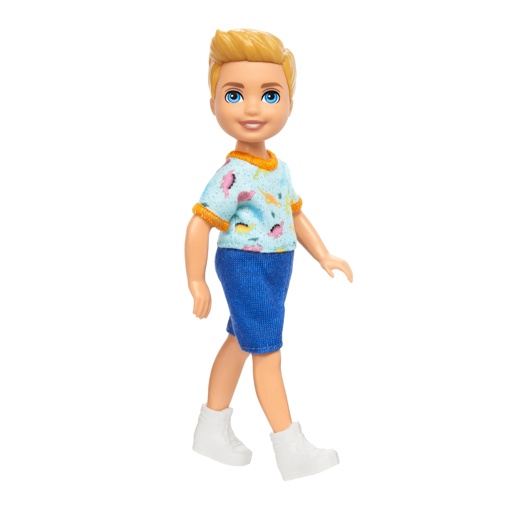 Barbie Chelsea Doll, Small Boy Doll Wearing Removable One-Piece With Dino Print, Blond Hair & Blue Eyes - Image 4