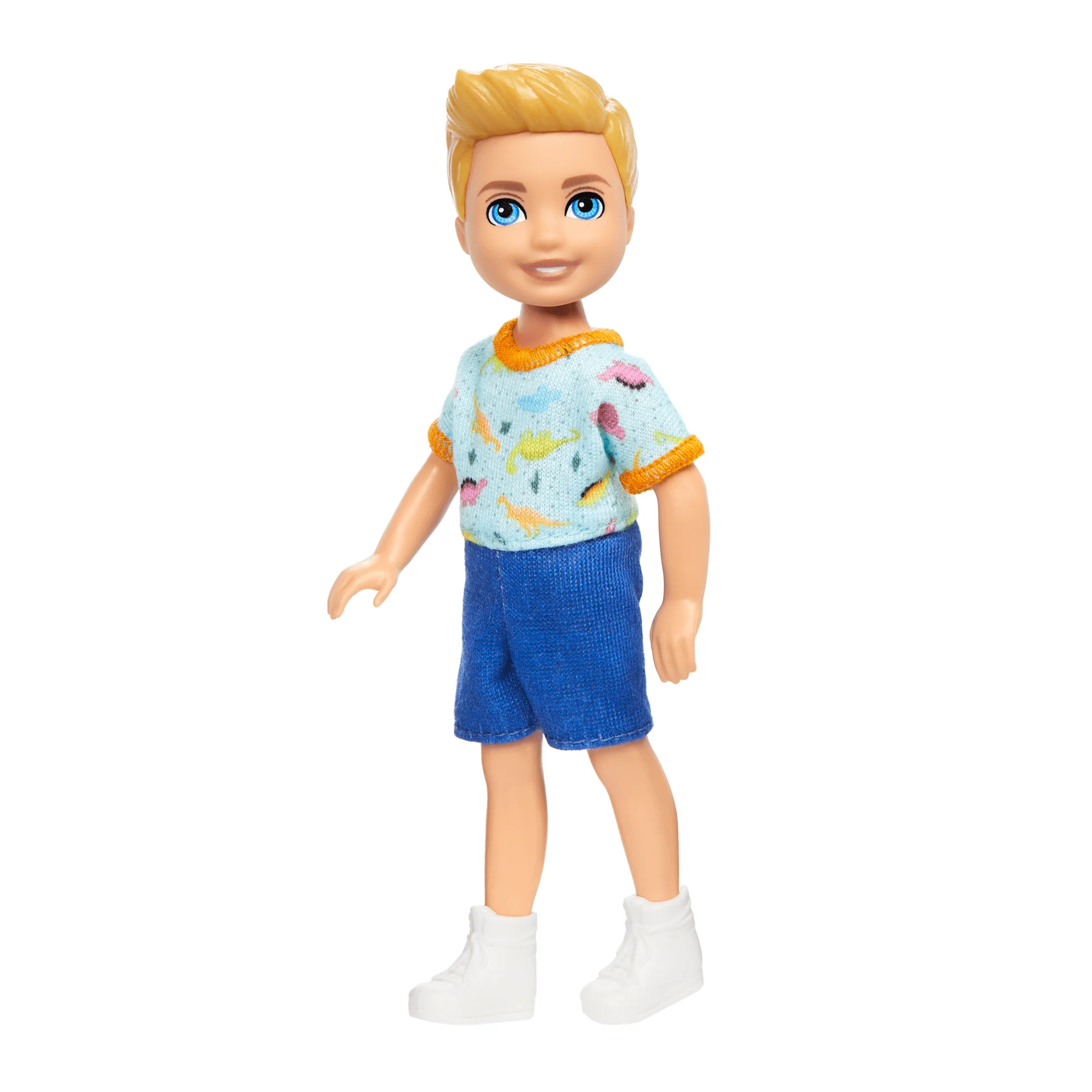 Barbie Chelsea Doll, Small Boy Doll Wearing Removable One-Piece With Dino Print, Blond Hair & Blue Eyes - Image 5