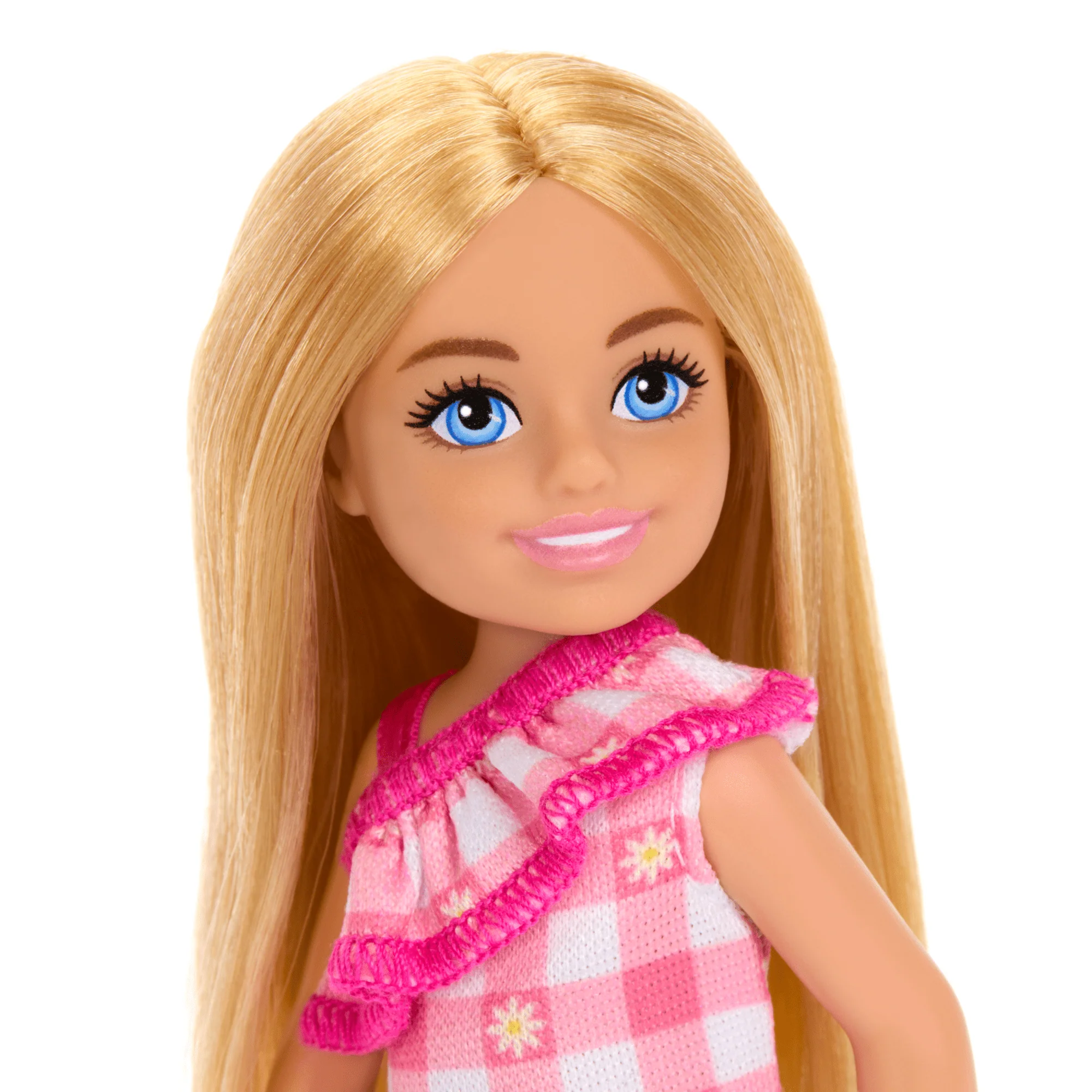 Barbie Chelsea Doll, Small Doll Wearing Removable Checked Dress With Blonde Hair & Blue Eyes - Image 2
