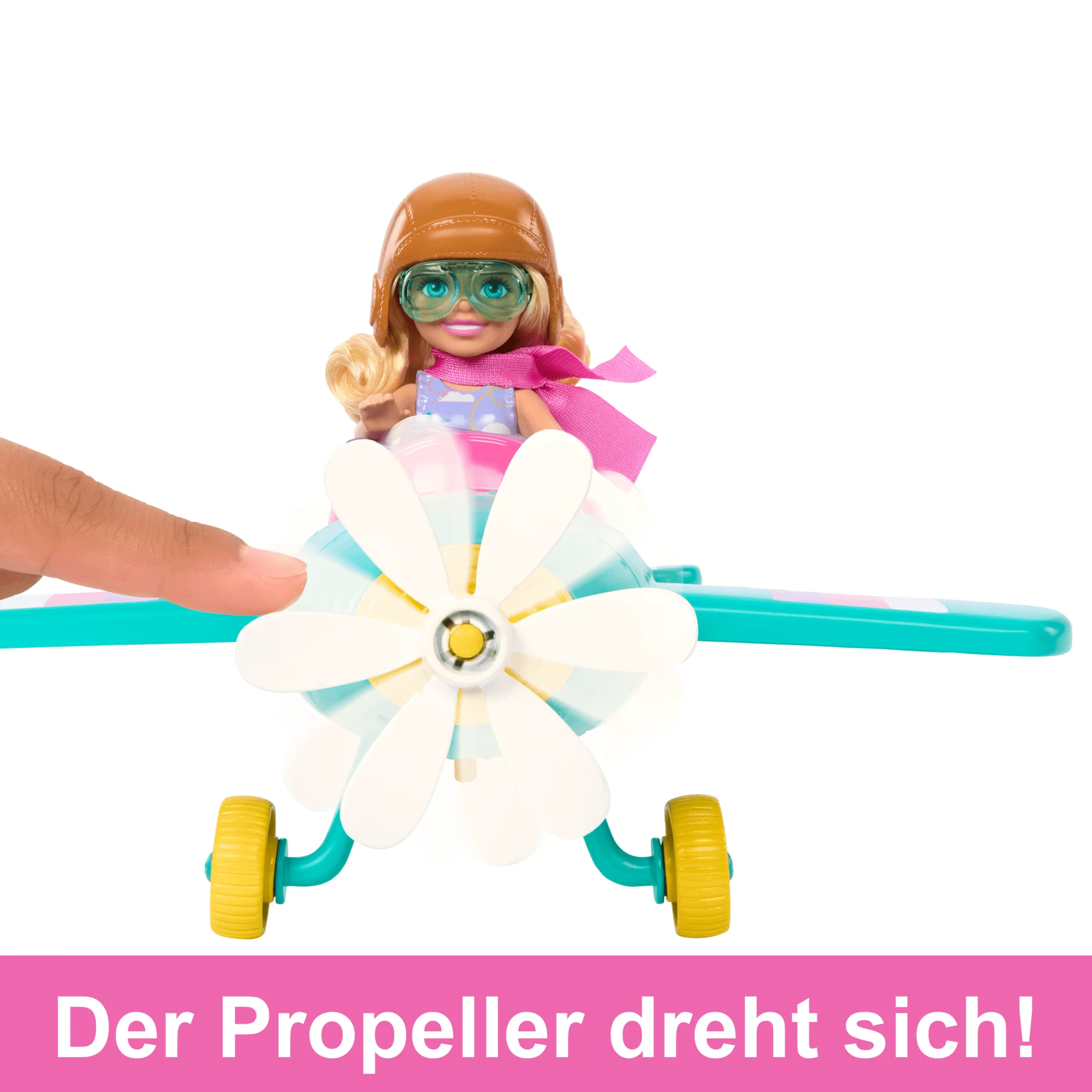 Barbie Chelsea-Spielset Aus Puppe Und Flugzeug, Zweisitzerflugzeug Mit Drehpropeller Und 7 Zubehörteilen - Image 2