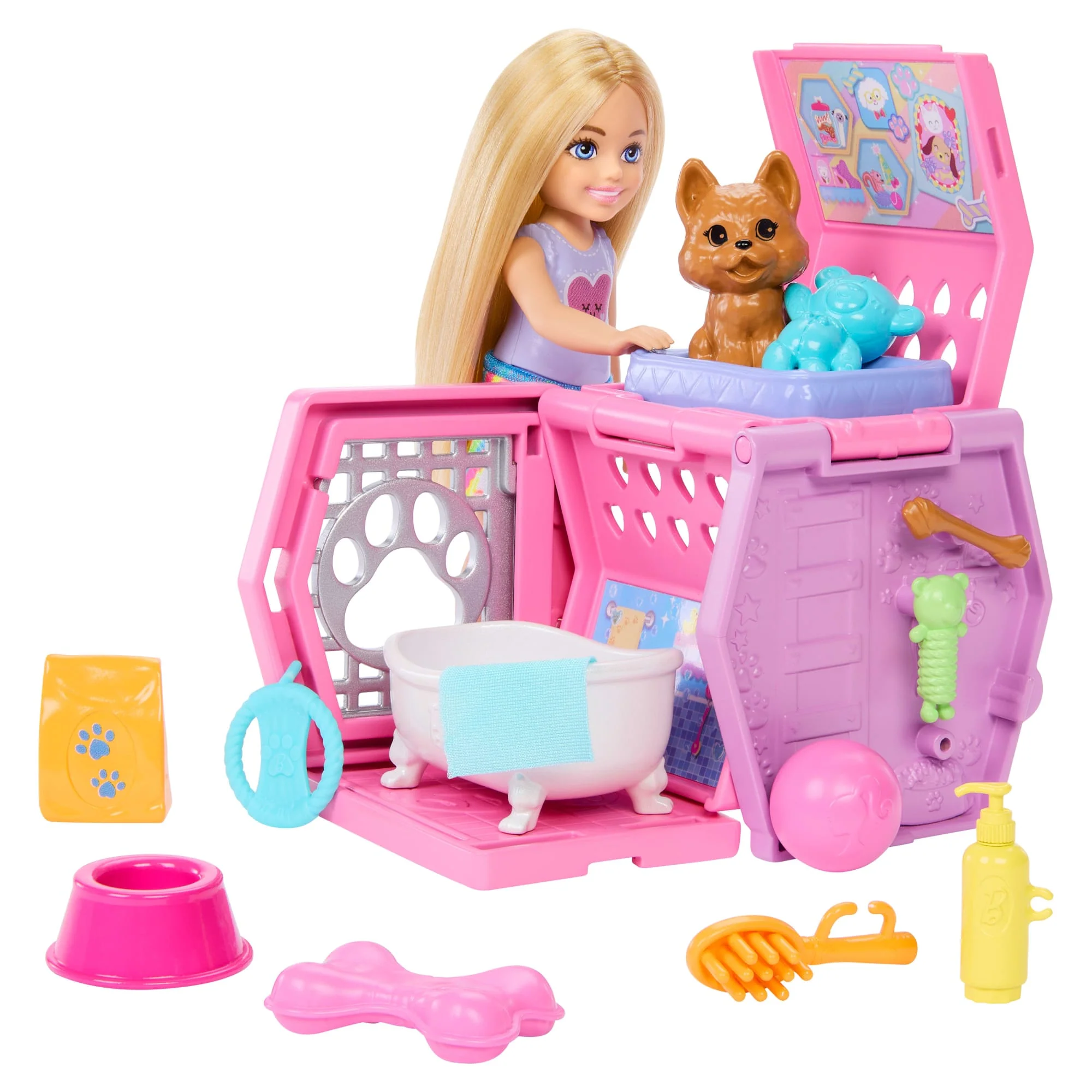 Barbie Chelsea Köpekçiğin Taşıma Çantası Oyun Seti, Küçük Bebek, Taşıma Çantası Ve Köpek Aksesuarları - Image 4