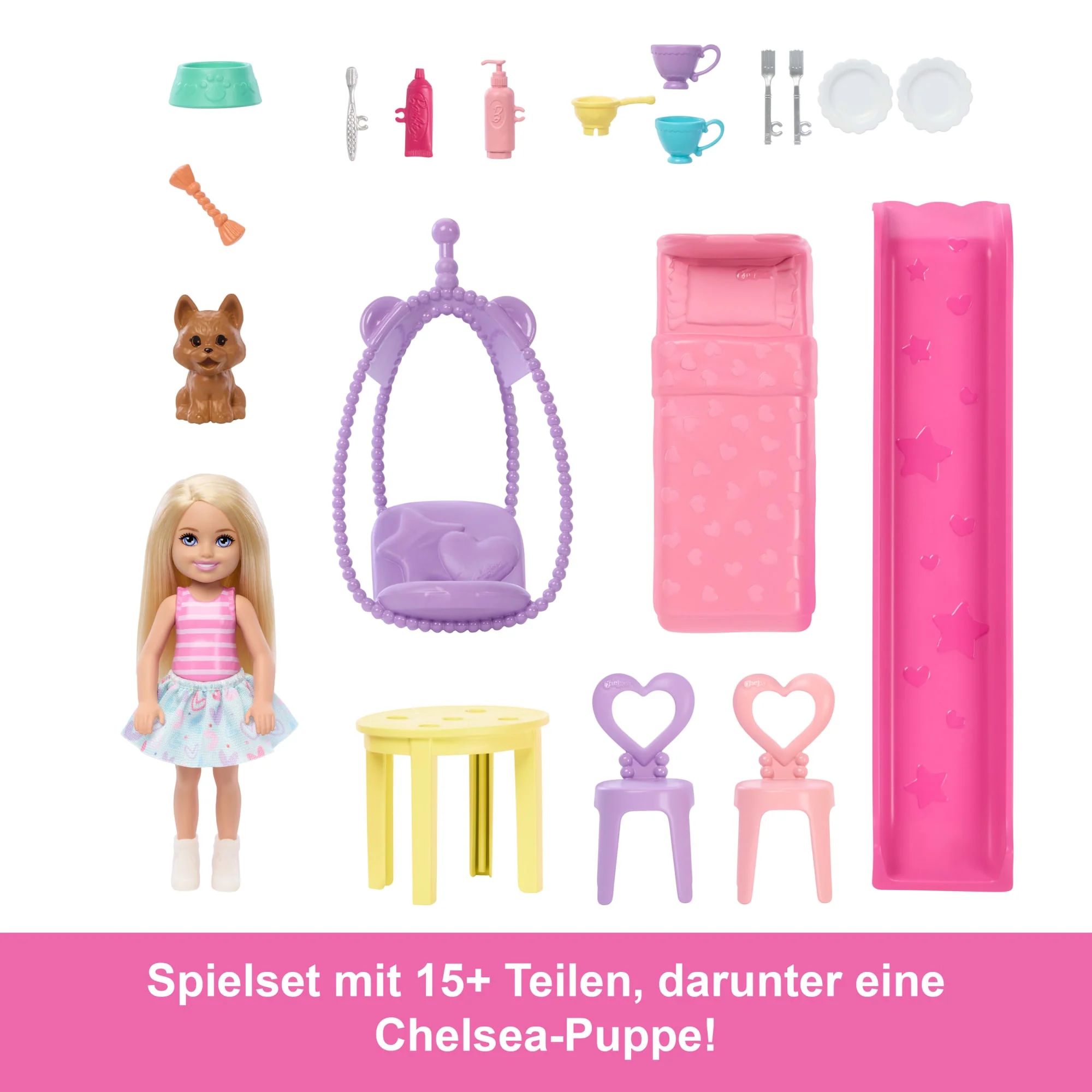 Barbie Chelsea Pop-Up-Puppenhaus Mit Puppe Und Über 15 Accessoires, Haus Erweitert Sich Auf Über 42 X 33 Cm - Image 3