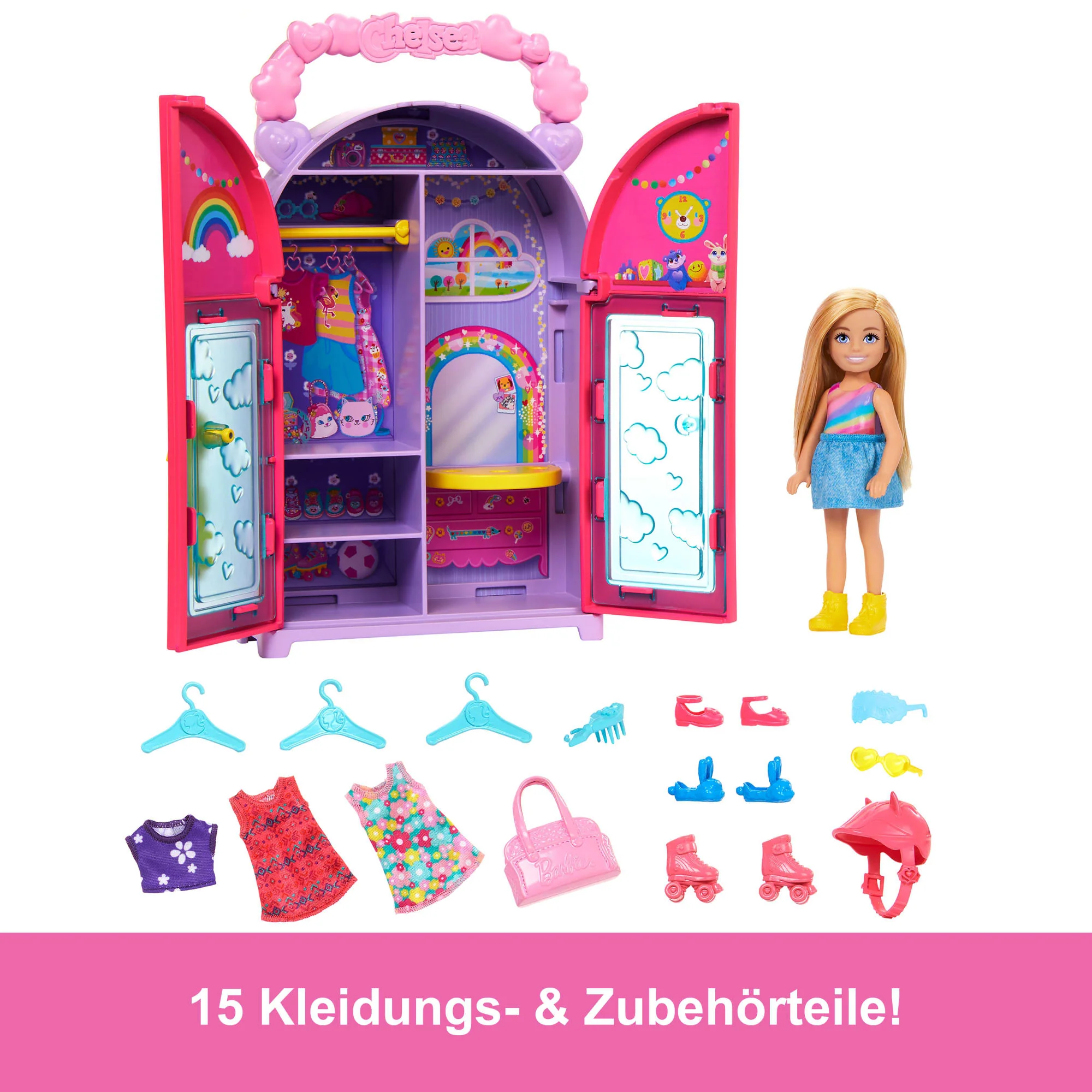 Barbie Chelsea Puppe Und Kleiderschrank-Spielset Mit Kleidung Und Accessoires