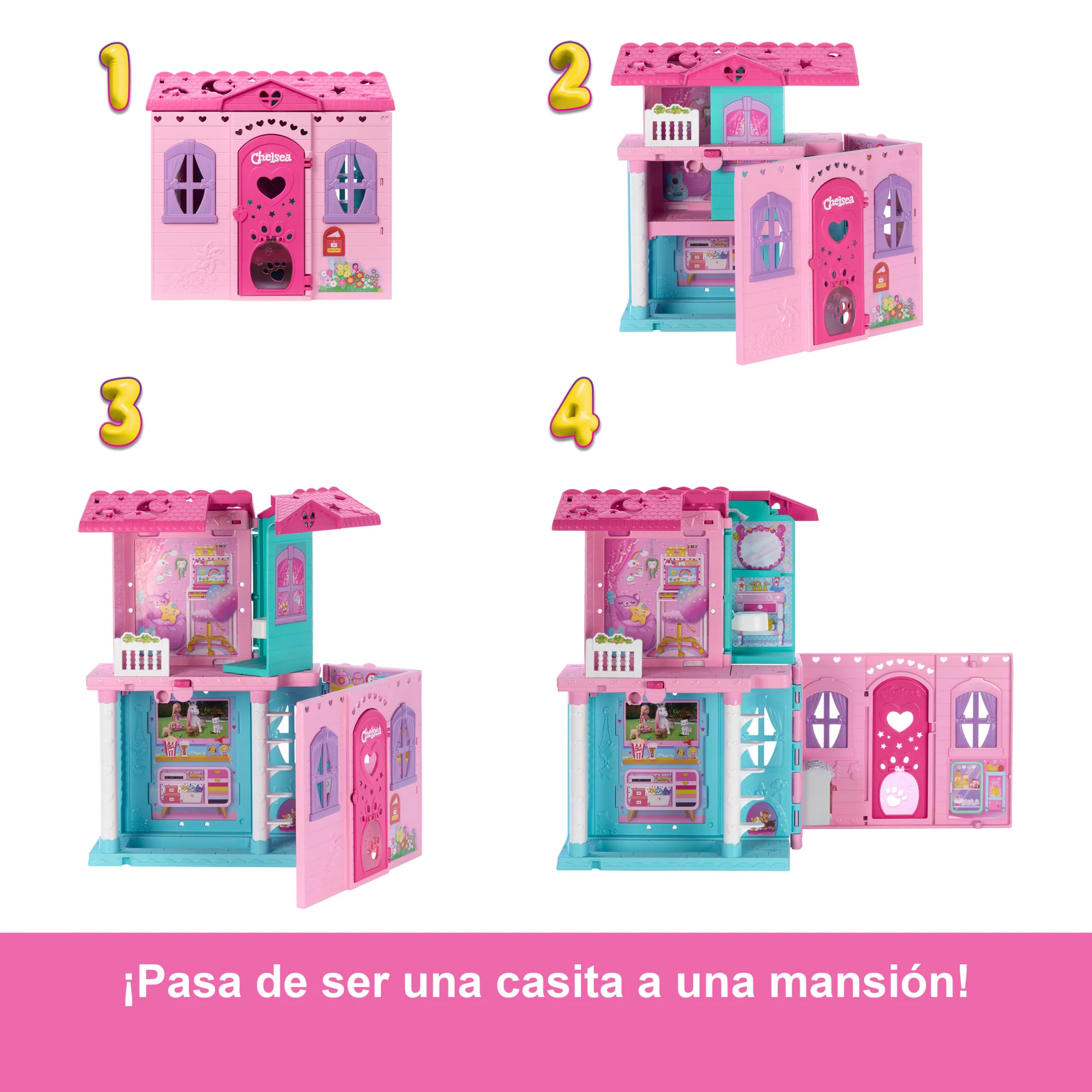 Casa De Muñecas Desplegable De Chelsea De Barbie Con Muñeca Y Más De 15 Accesorios, La Casa Se Amplía A Más De 43,2X33Cm - Image 2