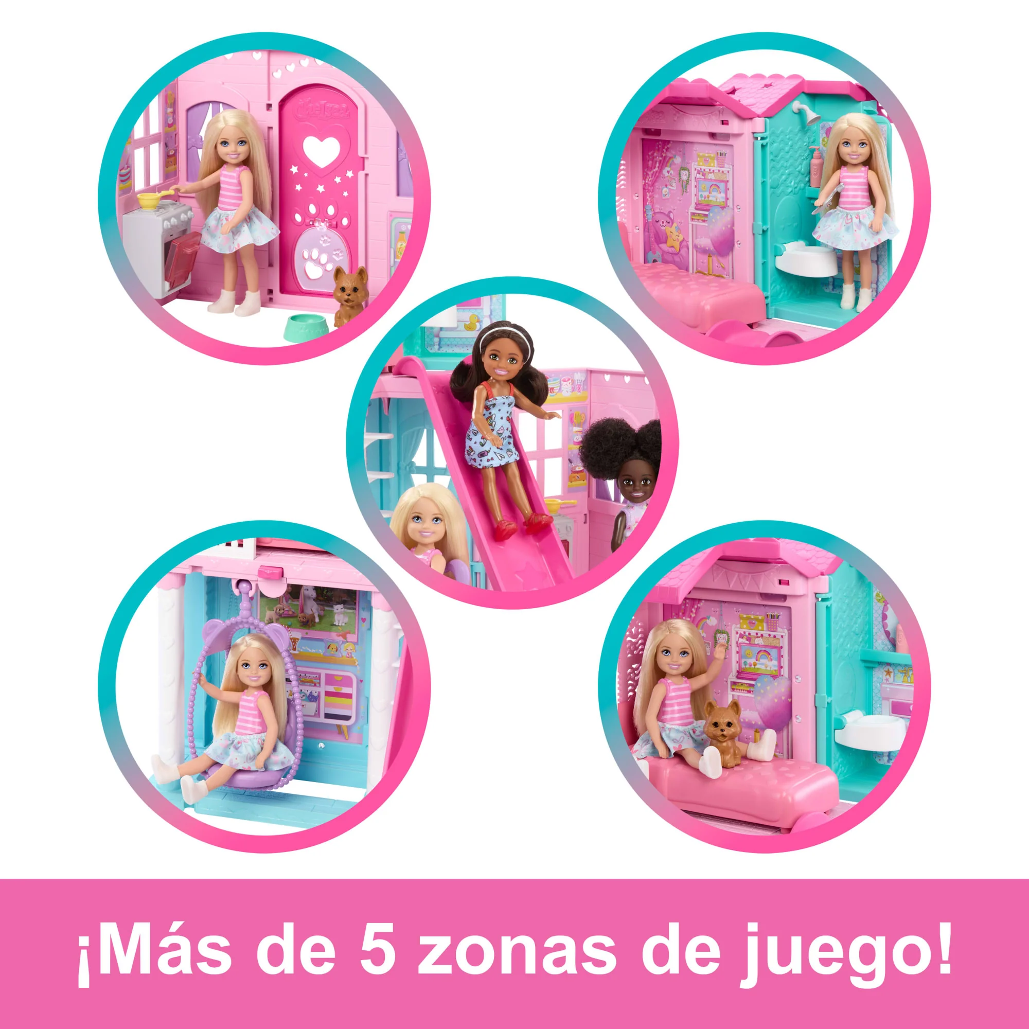 Casa De Muñecas Desplegable De Chelsea De Barbie Con Muñeca Y Más De 15 Accesorios, La Casa Se Amplía A Más De 43,2X33Cm - Image 4