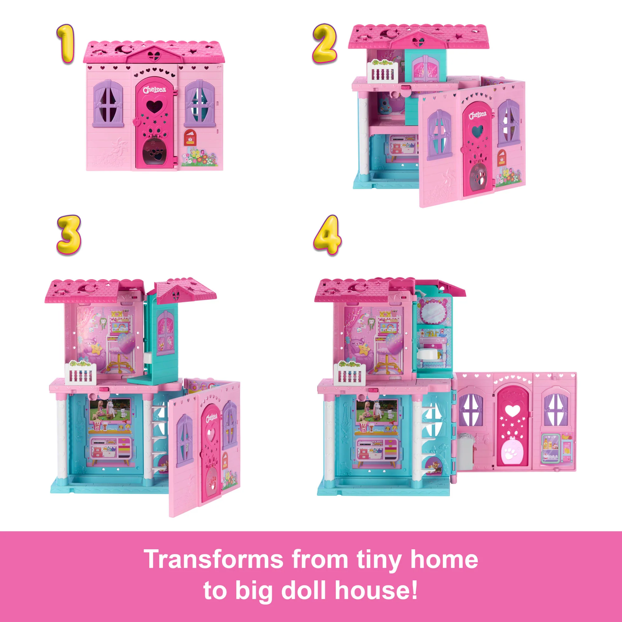 Barbie Chelsea Pop-Up Doll House With Doll & 15+ Accessories, House Expands To 17+ X 13+ Inches - Image 2