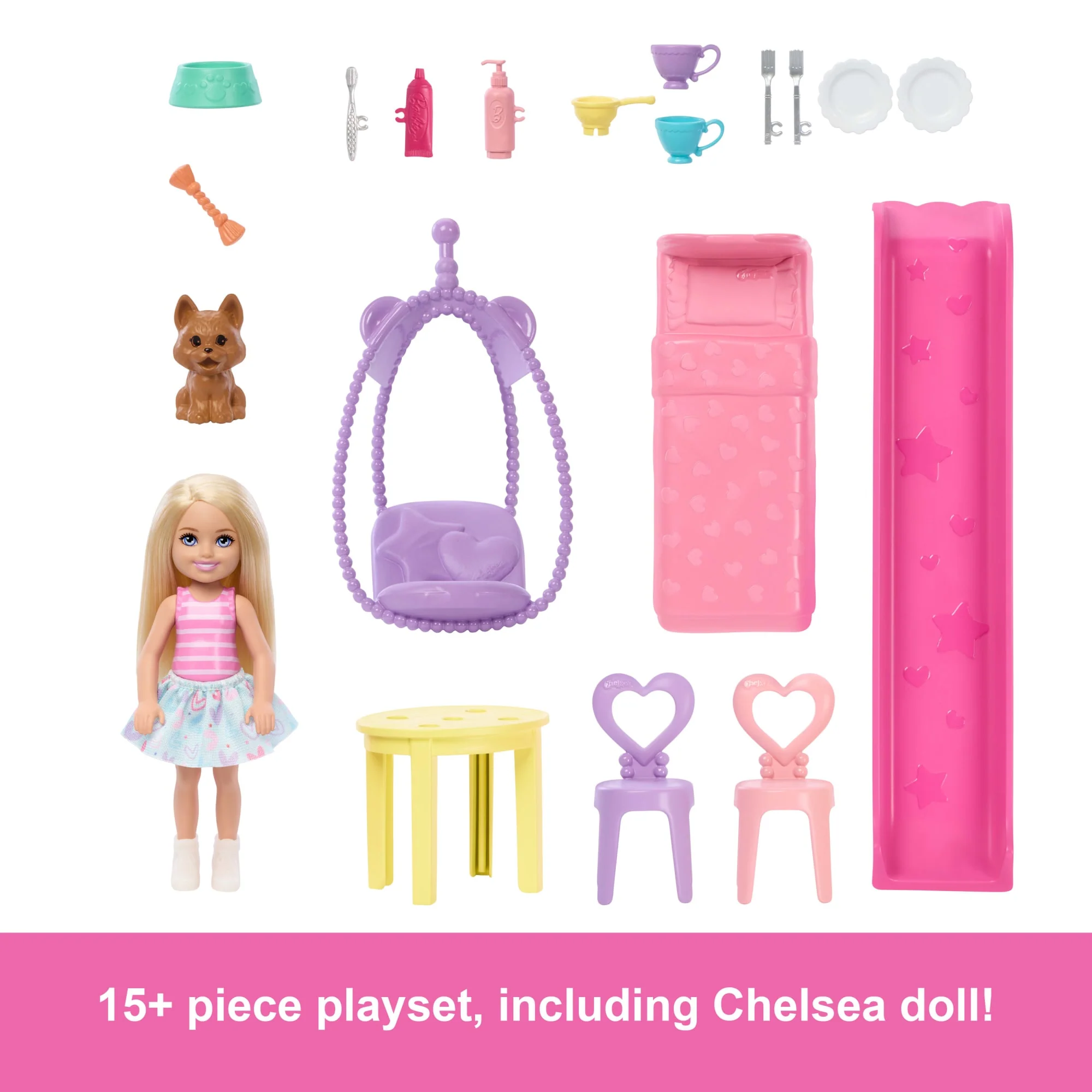Barbie Chelsea Pop-Up Doll House With Doll & 15+ Accessories, House Expands To 17+ X 13+ Inches - Image 3