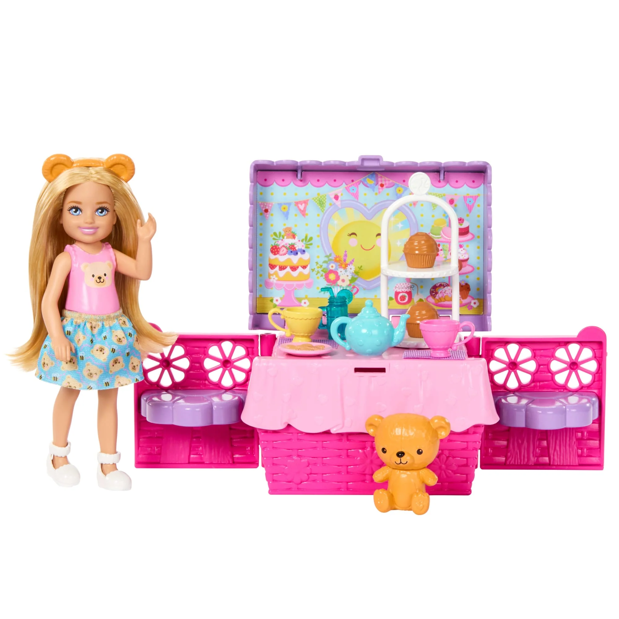 Barbie Family & Friends Club Chelsea Pop-Up Tea Party Playset With Small Doll & 10+ Accessories - Image 5