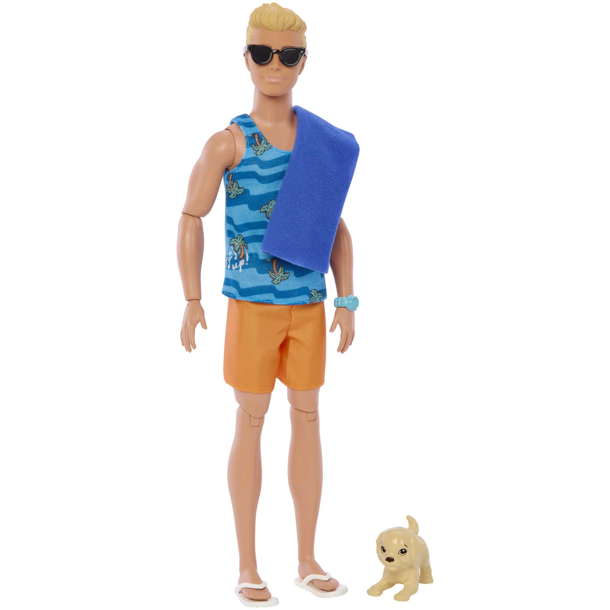 Barbie Coffret Surf Ken - Poupée Blonde Articulée, Planche De Surf, Chiot Et Accessoires - Image 3