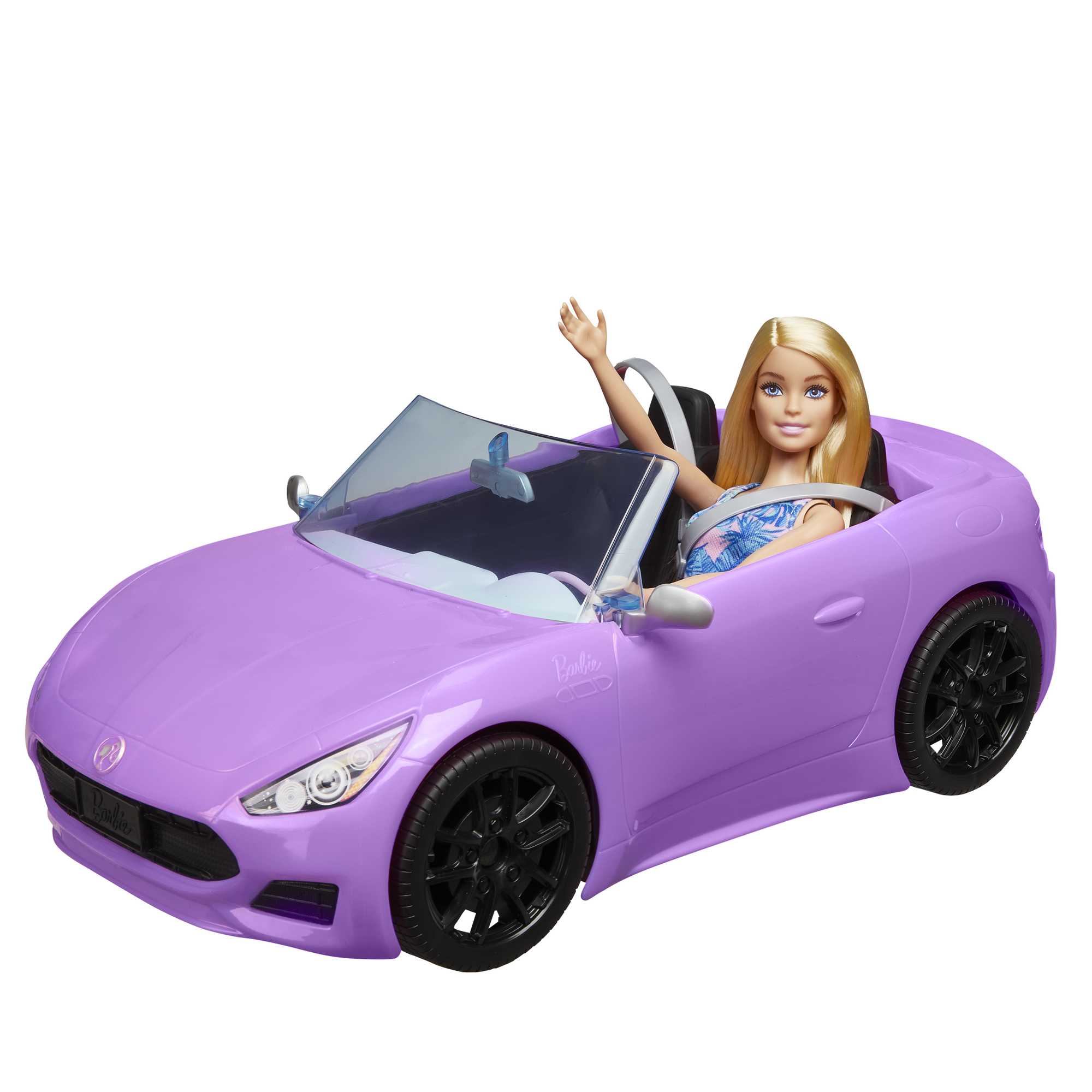 Barbie con descapotable Muñeca rubia con coche de juguete morado para muñecas - Image 2