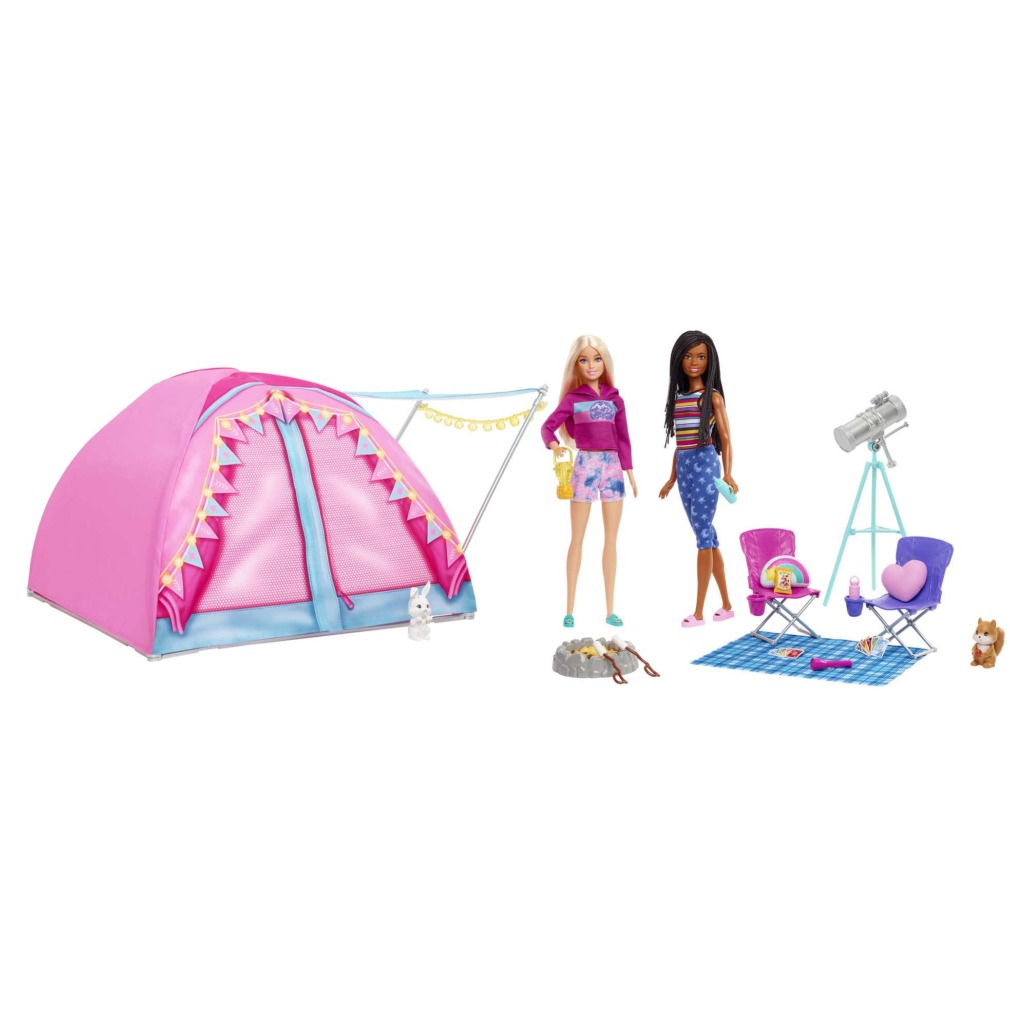 Barbie Cosa de dos Malibu y Brooklyn con carpa de camping