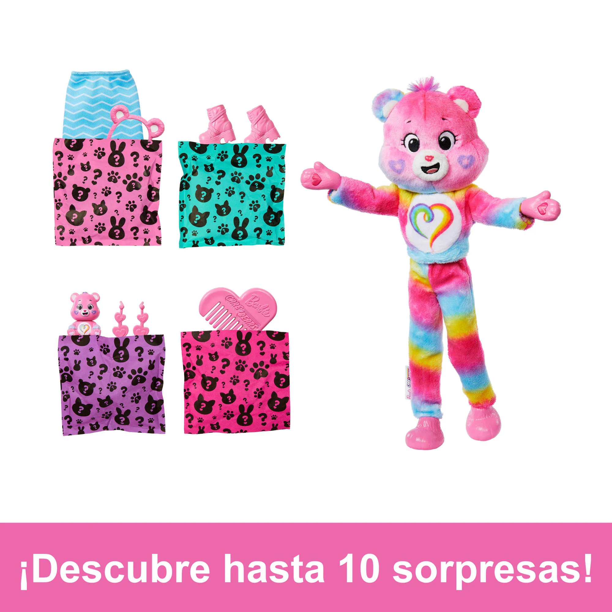 Muñeca Barbie Cutie Reveal De La Serie 2 De La Colección Care Bears Con Accesorios, Osito Togetherness Bear Con 10 Sorpresas - Image 2