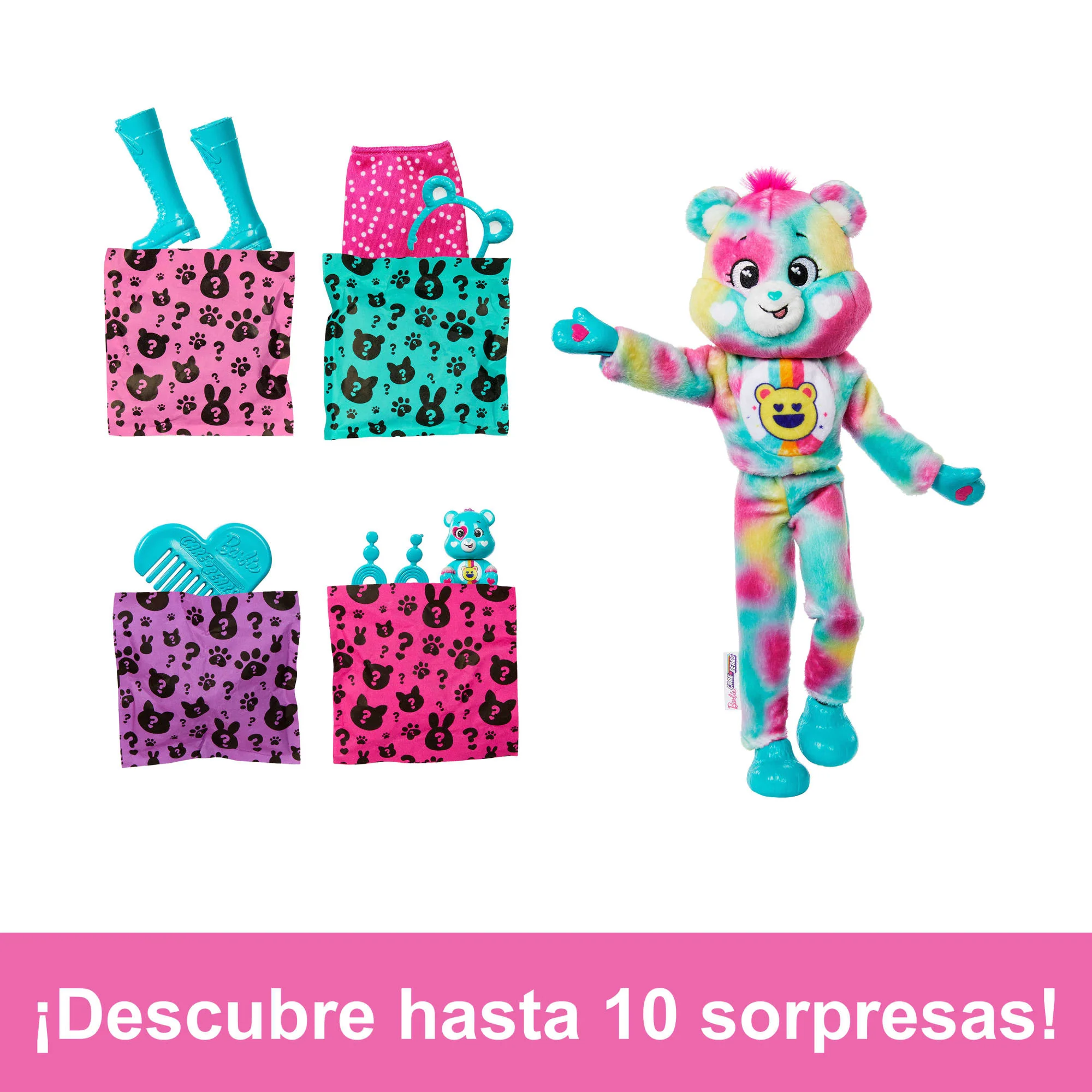 Muñeca Barbie Cutie Reveal De La Serie 2 De La Colección Care Bears Con Accesorios, Osito Good Vibes Bear Con 10 Sorpresas - Image 2