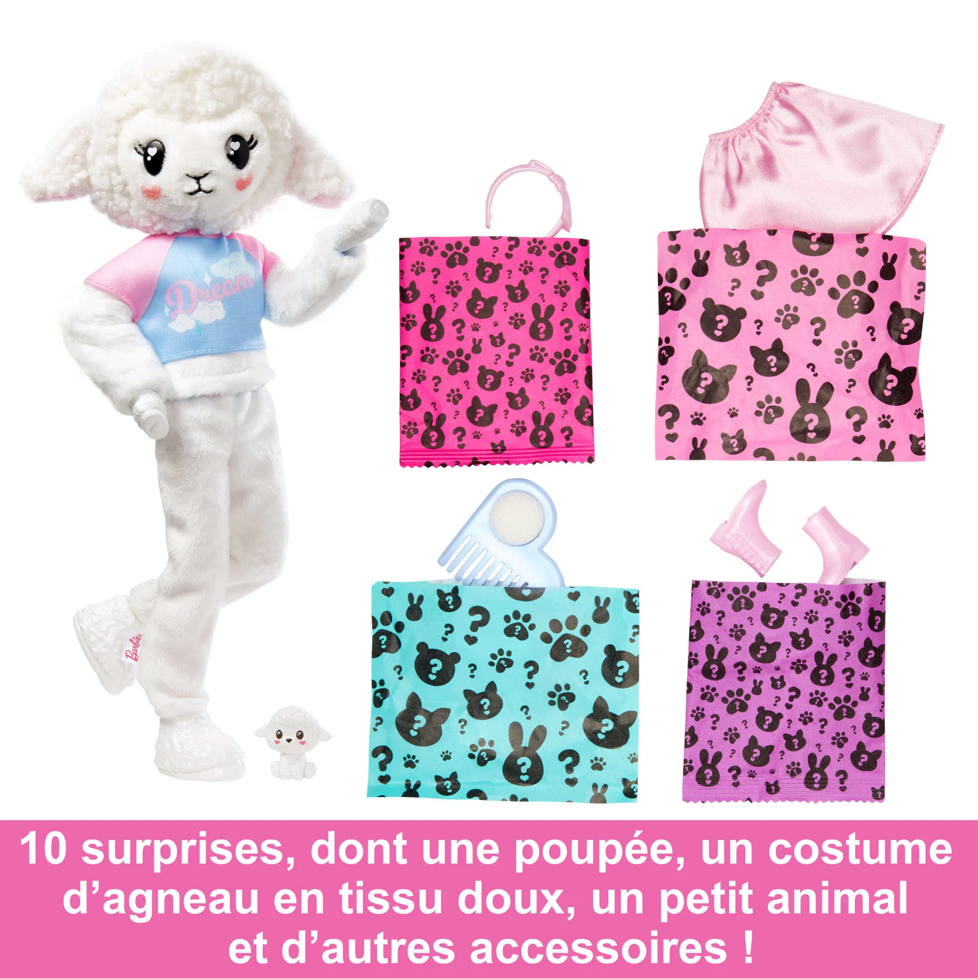 Barbie Cutie Reveal Poupée Barbie et accessoires, costume agneau en peluche - Image 3