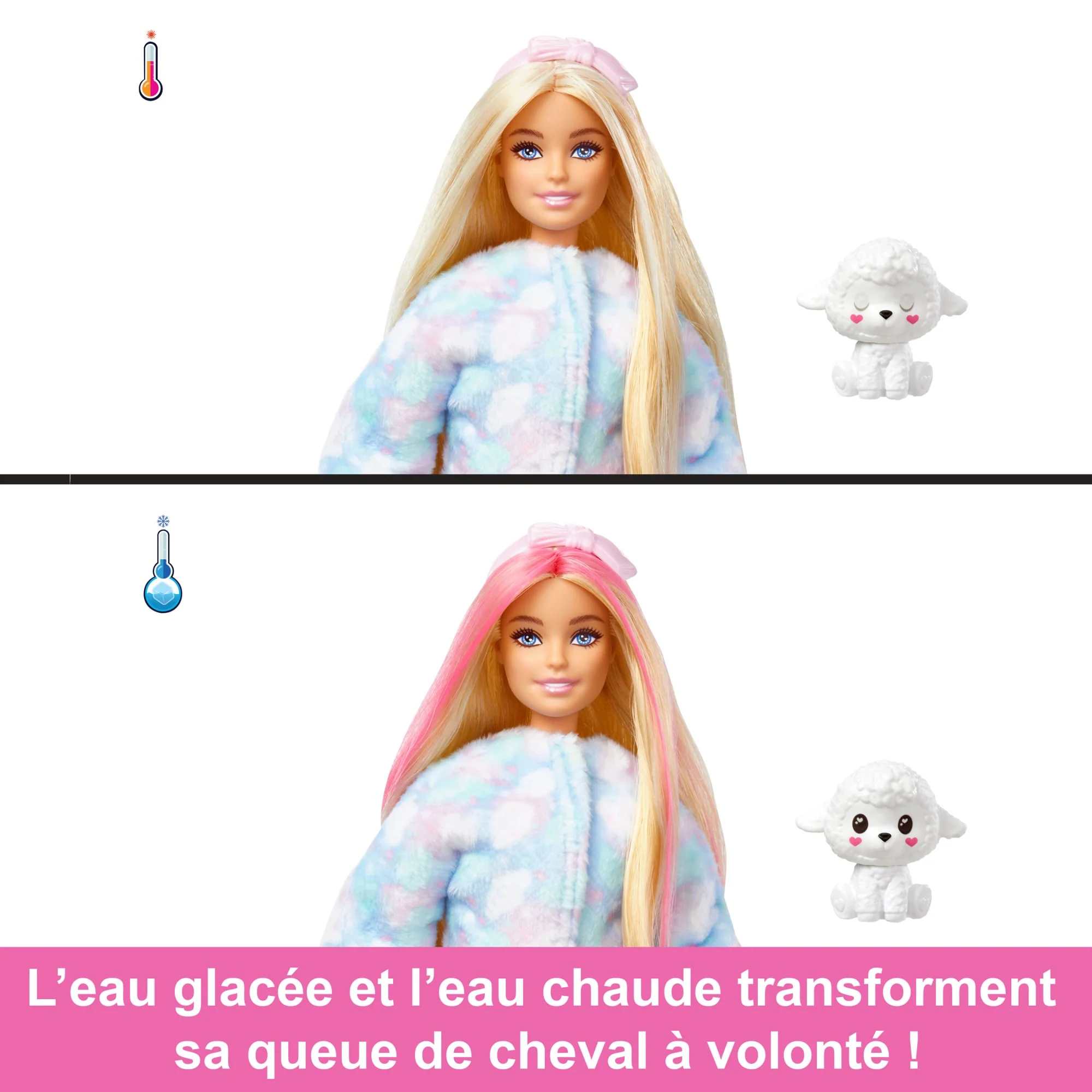 Barbie Cutie Reveal Poupée Barbie et accessoires, costume agneau en peluche - Image 4