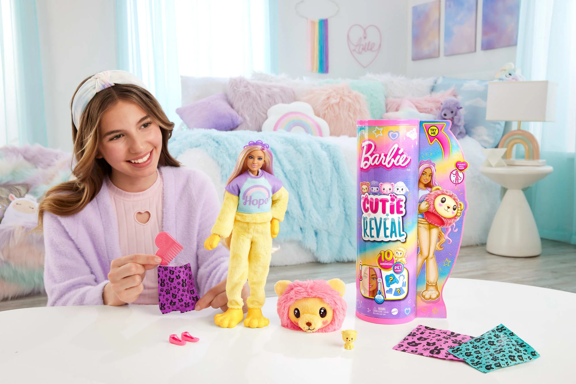 Barbie Cutie Reveal Poupée Barbie et accessoires, costume lion en peluche - Image 2