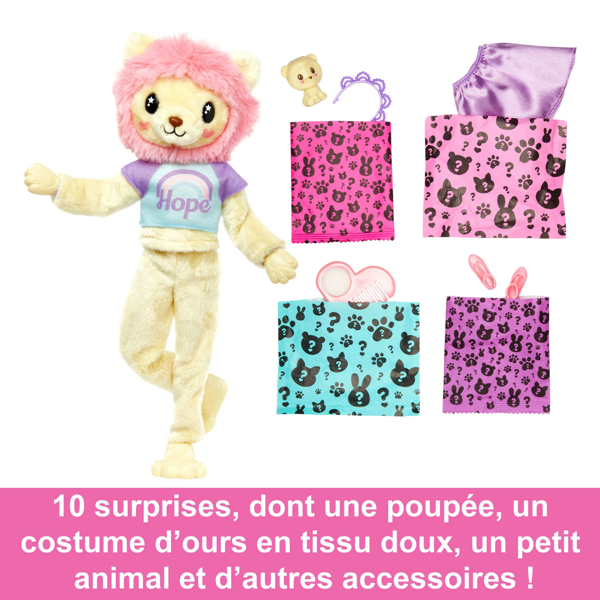 Barbie Cutie Reveal Poupée Barbie et accessoires, costume lion en peluche - Image 3
