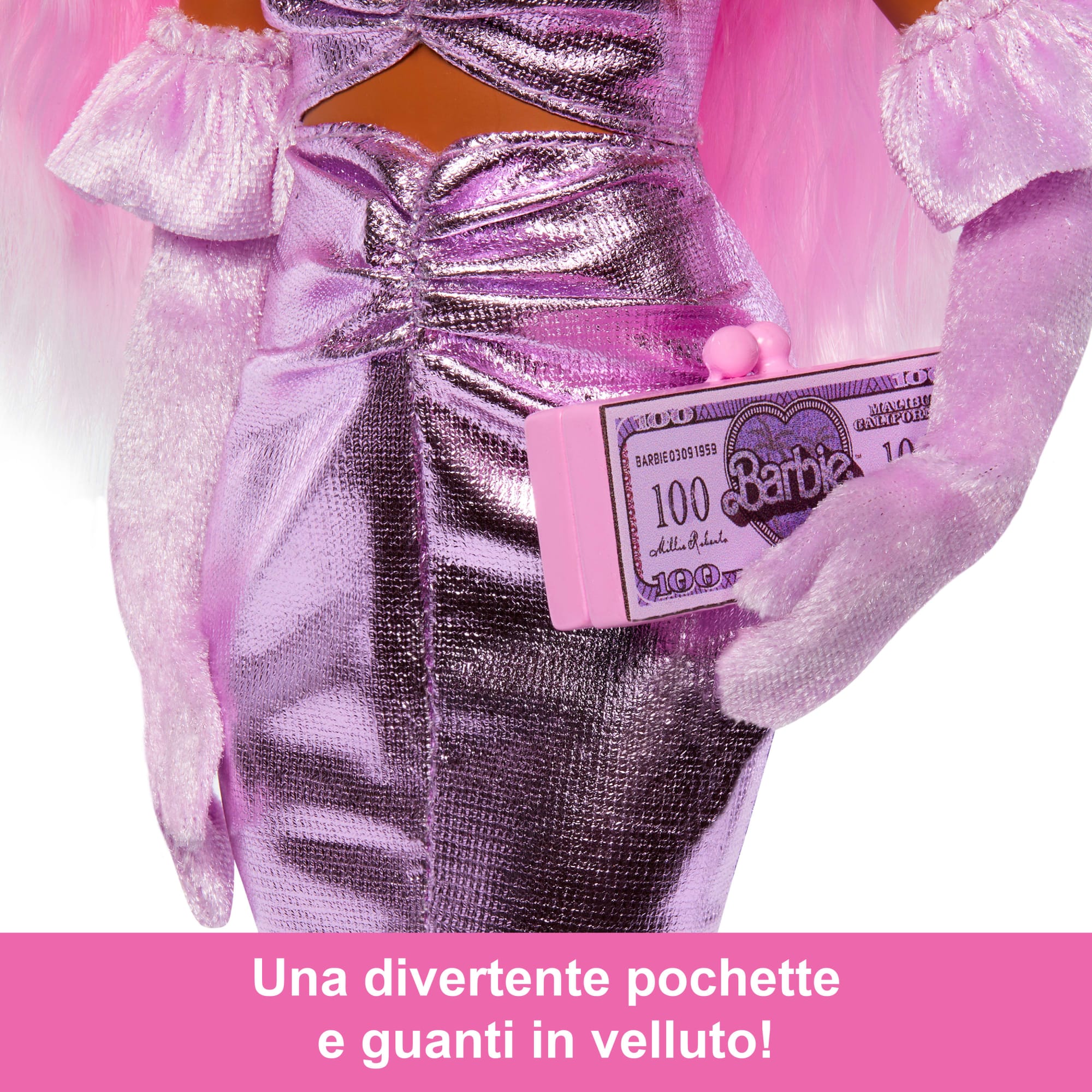 Bambola Barbie Deluxe Style N. 1 Con Abito Barbiecore Rosa Lucido, Guanti in Velluto E Capelli Rosa - Image 3