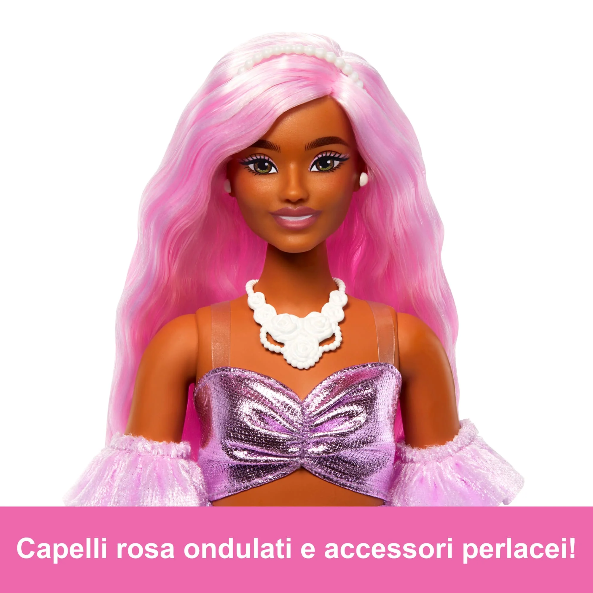 Bambola Barbie Deluxe Style N. 1 Con Abito Barbiecore Rosa Lucido, Guanti in Velluto E Capelli Rosa - Image 4