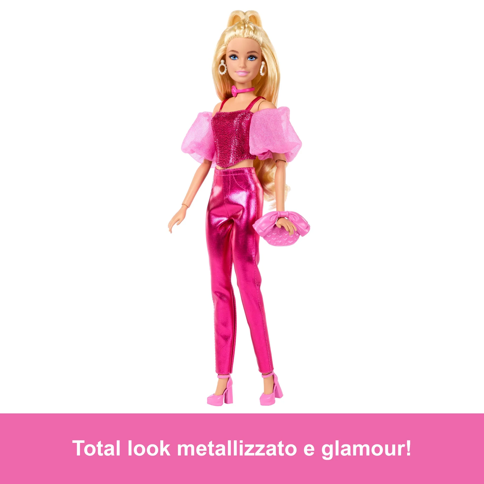 Barbie Deluxe Style Bambola N. 5 Con Abito Rosa Metallizzato, Top A Corsetto E Accessori, Bionda - Image 4