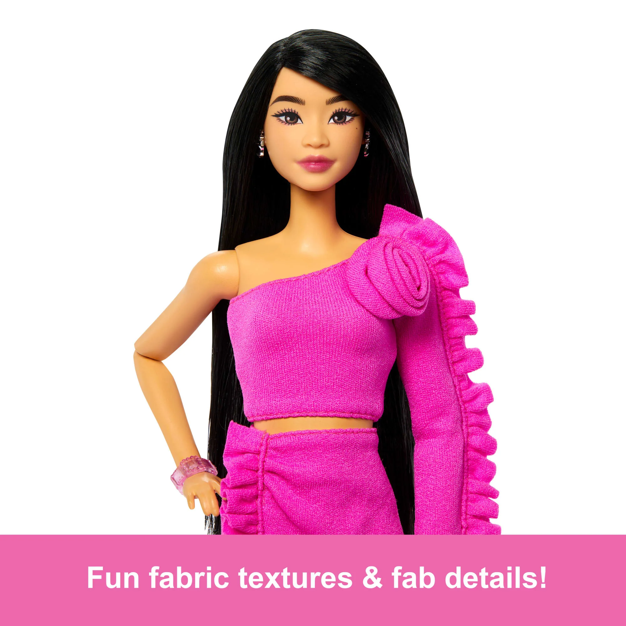 Barbie Deluxe Style #2 Doll in Pink Barbiecore Top And Skirt Set, Black Hair & Prosthetic Leg - Image 4