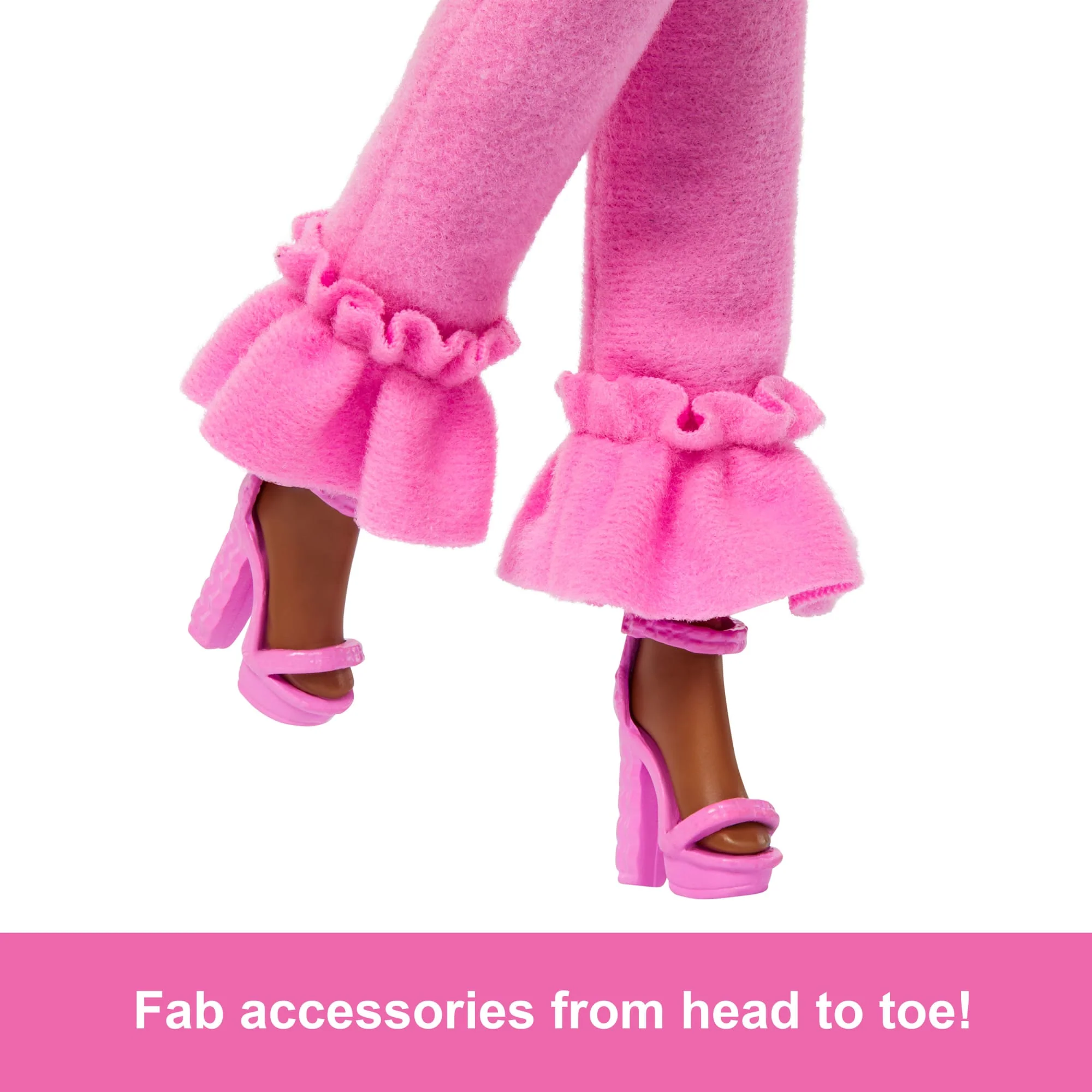 Barbie Deluxe Style Doll #4 in Soft Pink Jumpsuit, Pink And Brown Braided Hair - Image 4