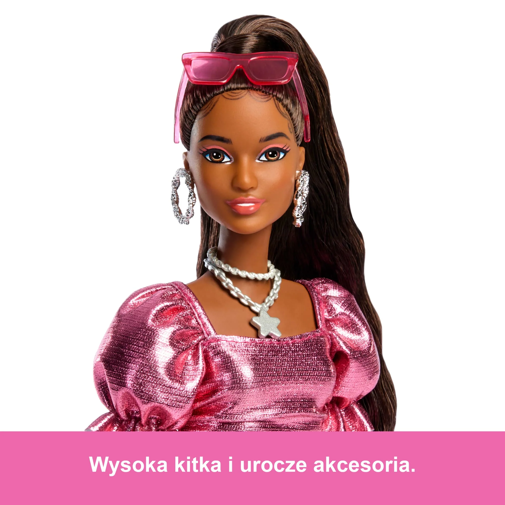 Barbie Deluxe Style Lalka modowa #6 Koralowa sukienka bombka Zabawka 4+ - Image 3