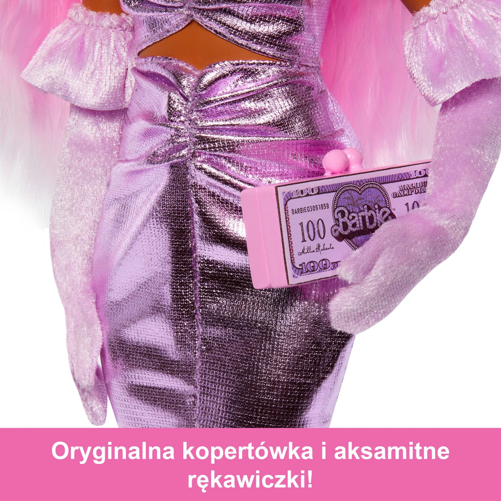 Barbie Deluxe Style Lalka #1 Metaliczna różowa sukienka Barbiecore Zabawka 4+ - Image 3