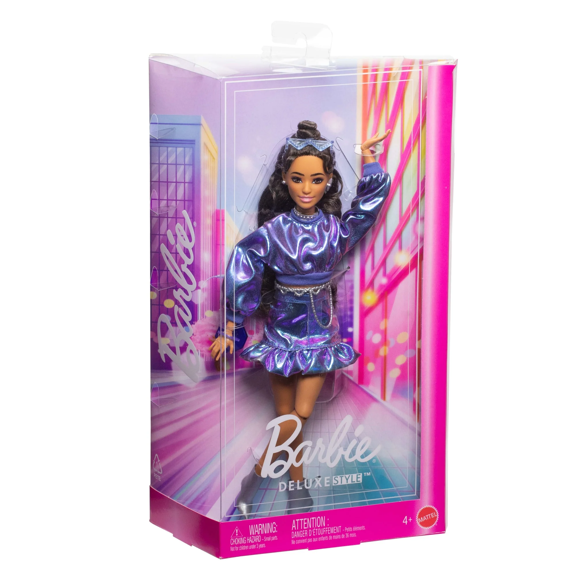 Barbie Deluxe Style-Modepuppe #7 in Blauem Metallic-Top Und Rock Mit Accessoires, Brünett - Image 6