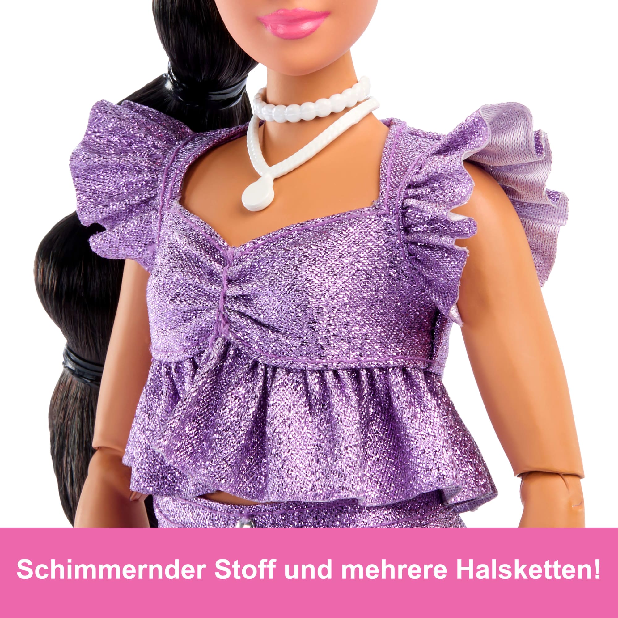 Barbie Deluxe Style-Modepuppe #8 in Violettem Metallic-Top Und Funkelnden Shorts Mit Accessoires - Image 2